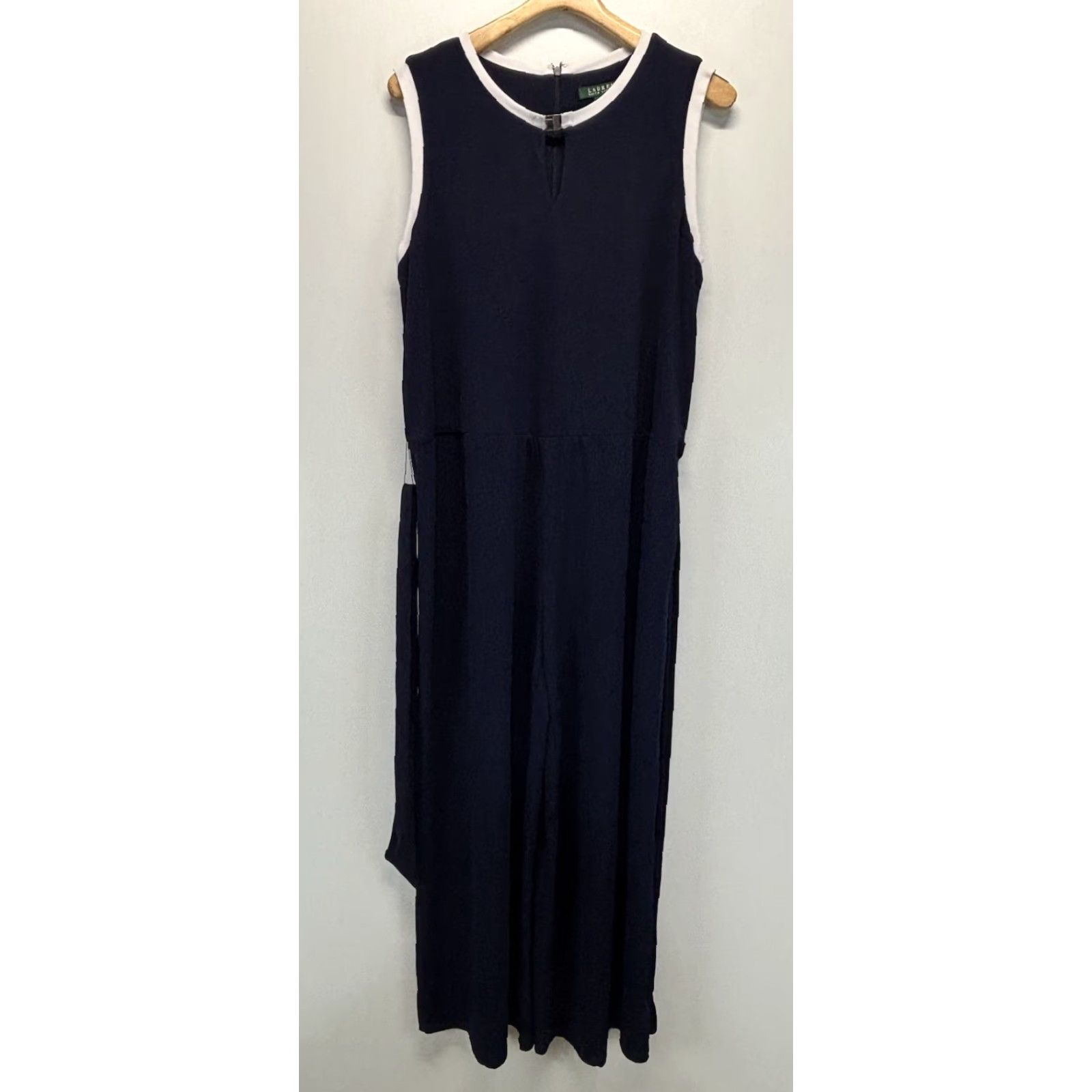 Ralph Lauren Lauren Ralph Lauren Knit Jumpsuit Women’s 2X Plus Navy Wide-Leg Tie Belt Stretch, One-Piece, Belt, Solid, Classic Size 40" / US 18 - 5 Thumbnail