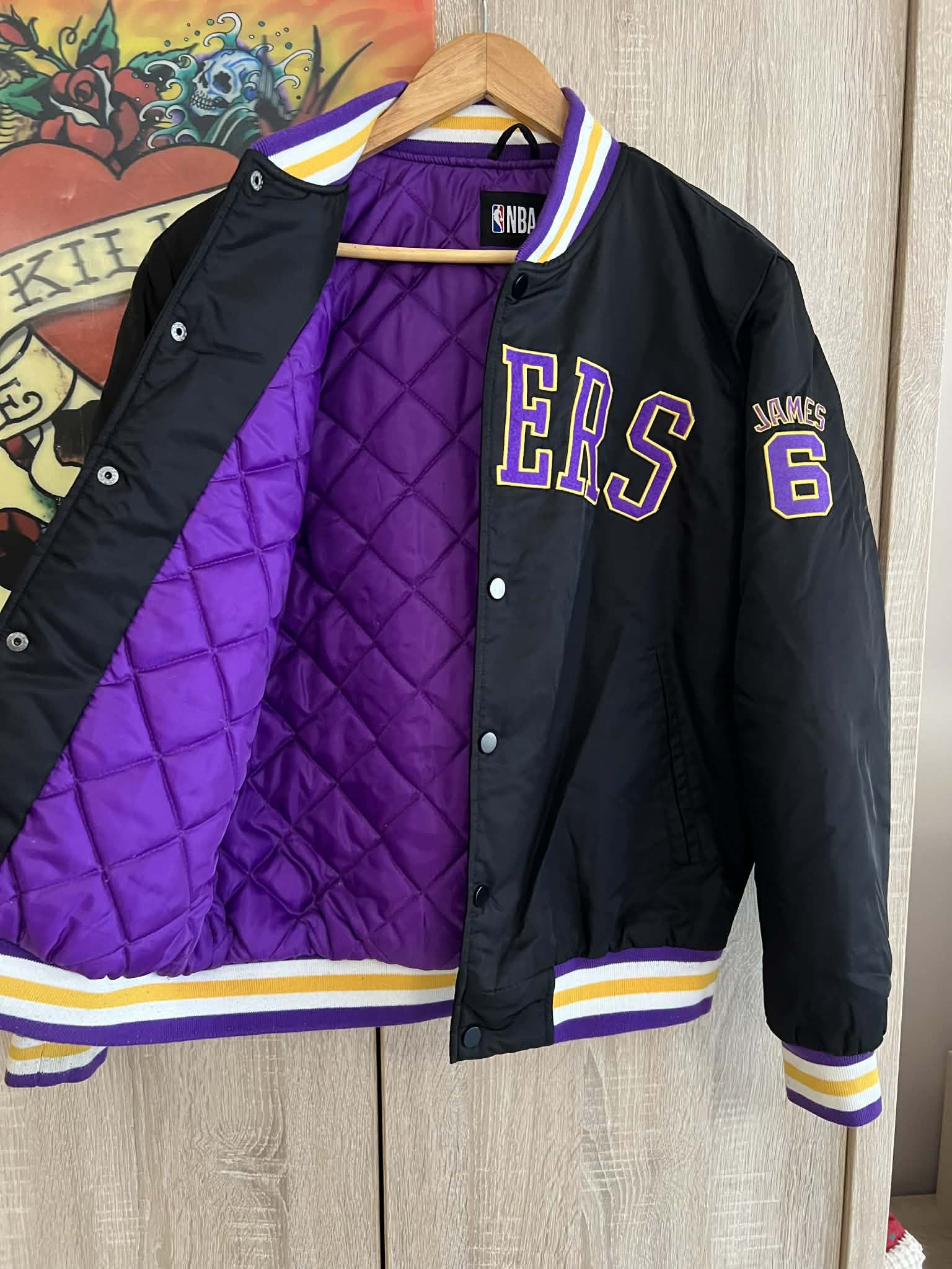 NBA Primark x NBA LA Lakers James 6 Varsity Bomber Jacket 💥 Size US XS / EU 42 / 0 - 5 Thumbnail