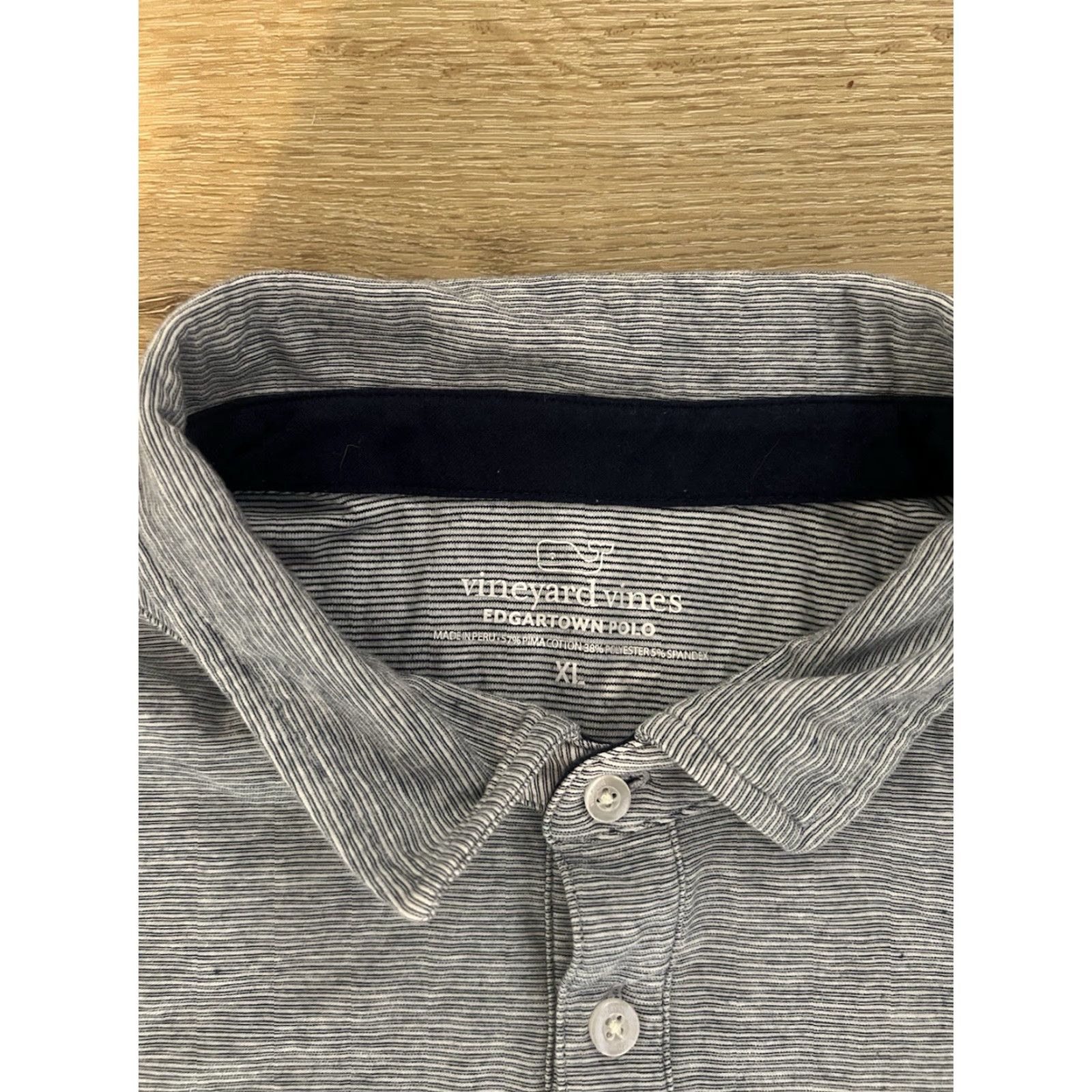 Vineyard Vines Vineyard Vines Polo Shirt Mens XL Gray Striped Edgartown Short Sleeve Size US XL / EU 56 / 4 - 3 Thumbnail