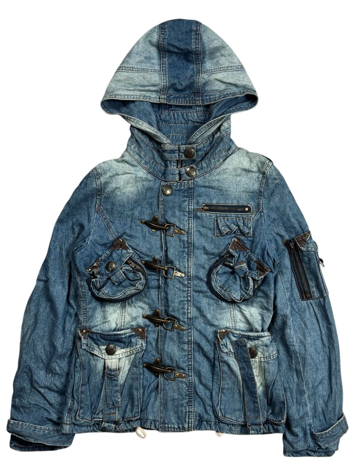 GOA 2000s Garula - Apocalypse Fireman Clasp Denim Hooded Jacket Size US M / EU 48-50 / 2 - 1 Thumbnail