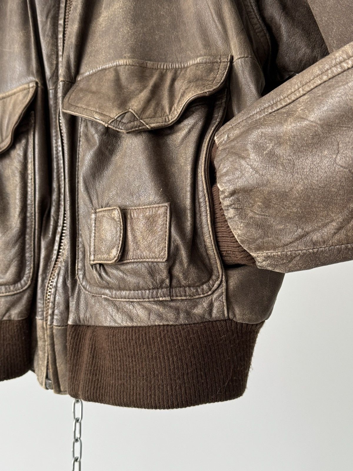 Japanese Brand × Vintage Vintage Aviator A2 Flying Faded Brown Leather Jacket Size US L / EU 52-54 / 3 - 6 Thumbnail