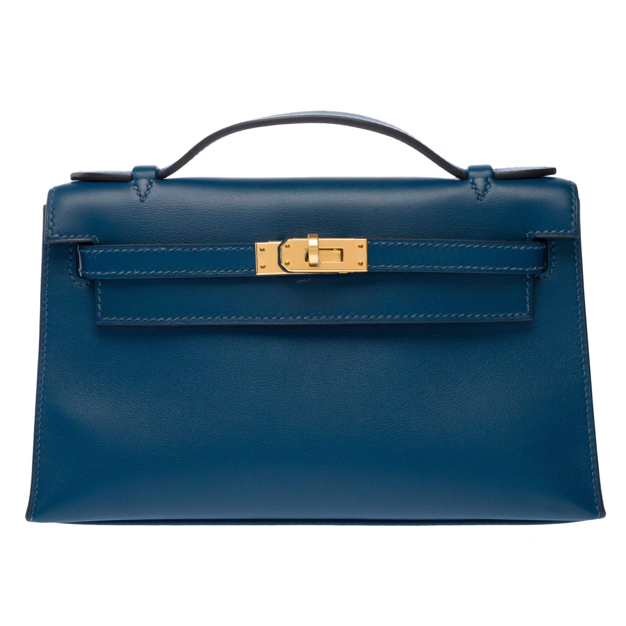 Hermes HERMES Kelly Mini in Blue Leather Size ONE SIZE - 3 Thumbnail