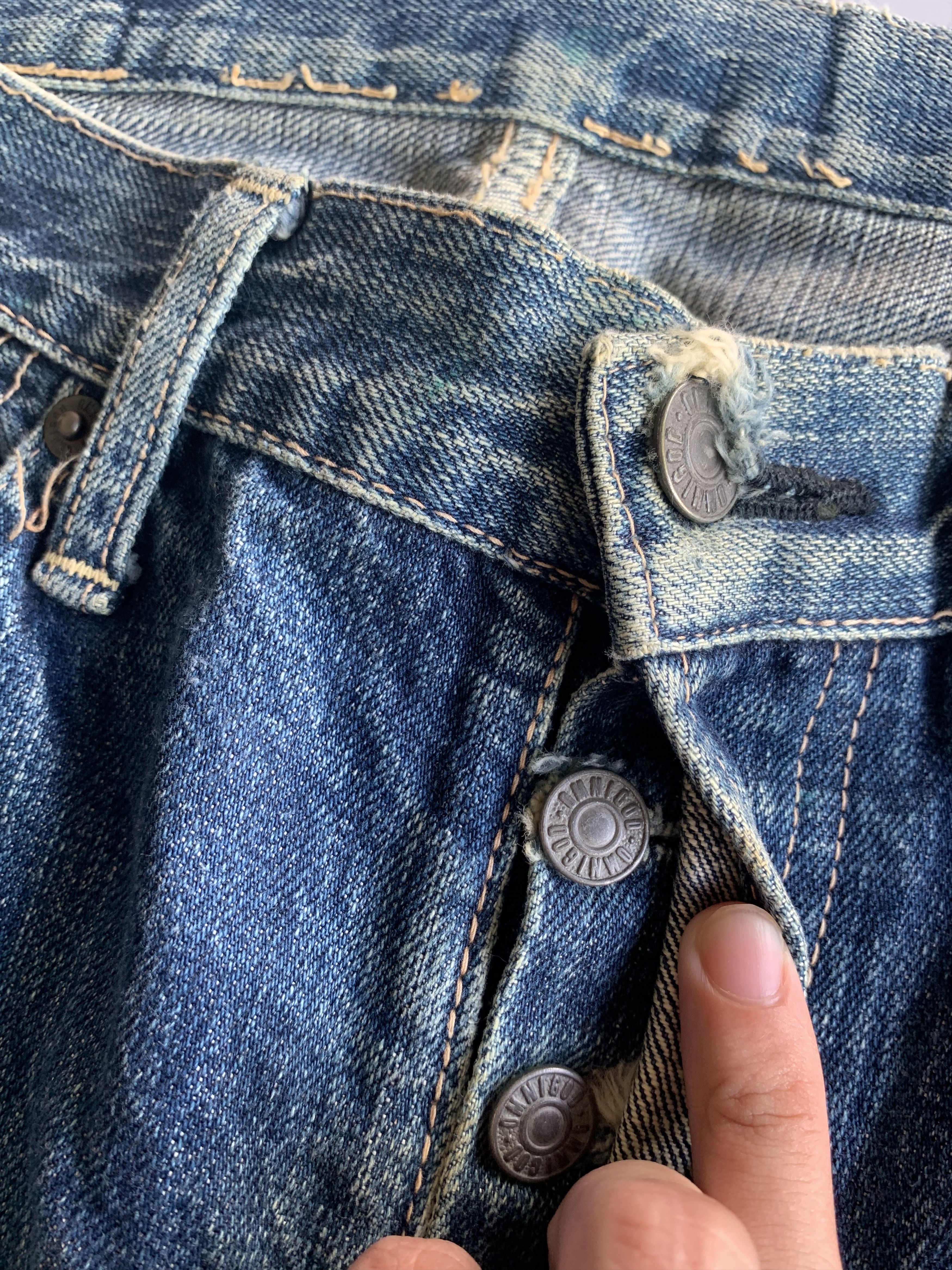 OMNIGOD VINTAGE OMNIGOD SELVEDGE RUSTY JAPANESE DISTRESSED DENIM Size US 29 - 22 Thumbnail