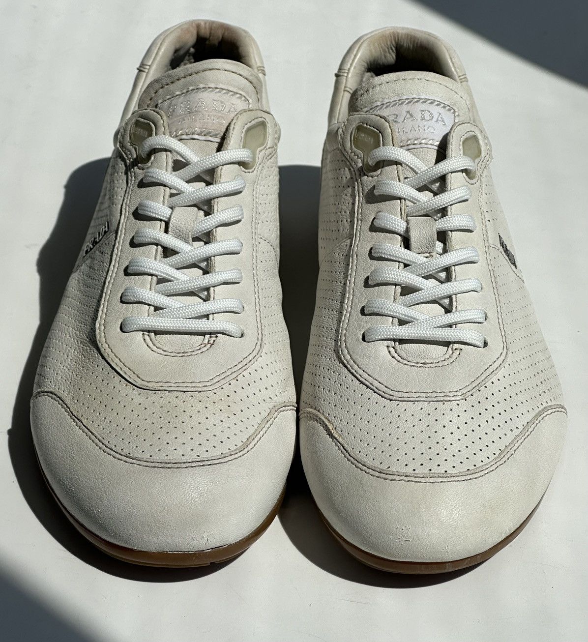 靴 archive prada leather sneaker y2k PRADA Logo Leather Sneakers sport y2k grunge archive