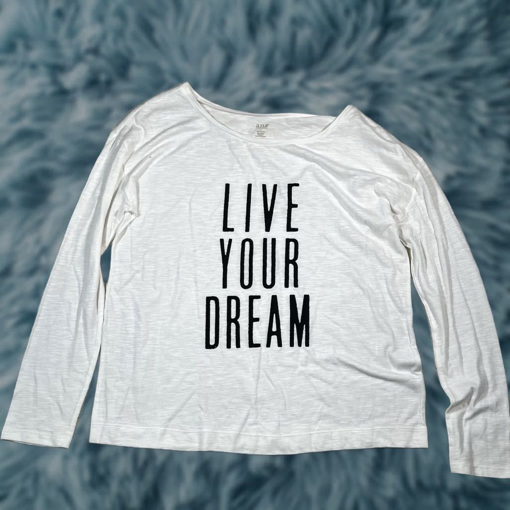 Vintage Ana Women's Longsleeve Top L White Live Your Dream Size L / US 10 / IT 46 - 1 Thumbnail