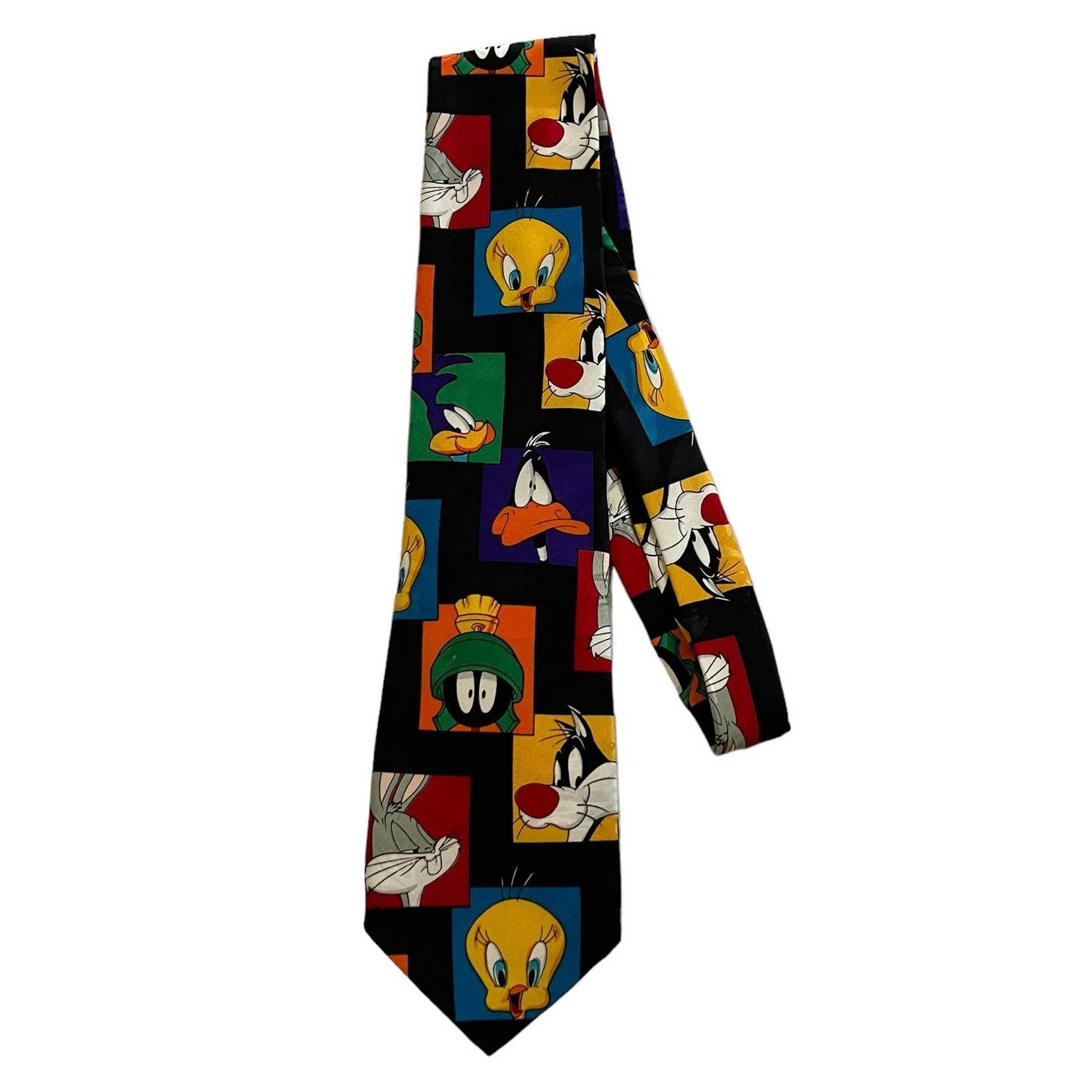 Warner Bros Looney Tunes Mania Vintage Black Tweety Bugs Daffy Tie Size ONE SIZE - 3 Thumbnail