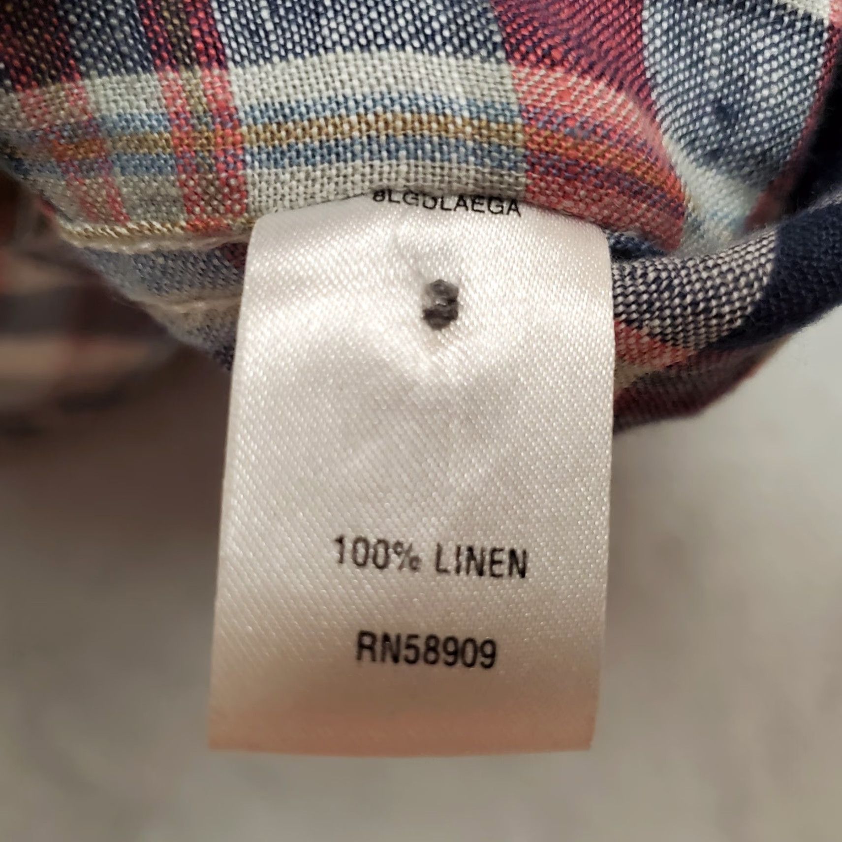 Murano Murano Shirt Mens L Blue Pink Plaid 100% Linen Short Sleeve Button Fitted Size US L / EU 52-54 / 3 - 7 Thumbnail