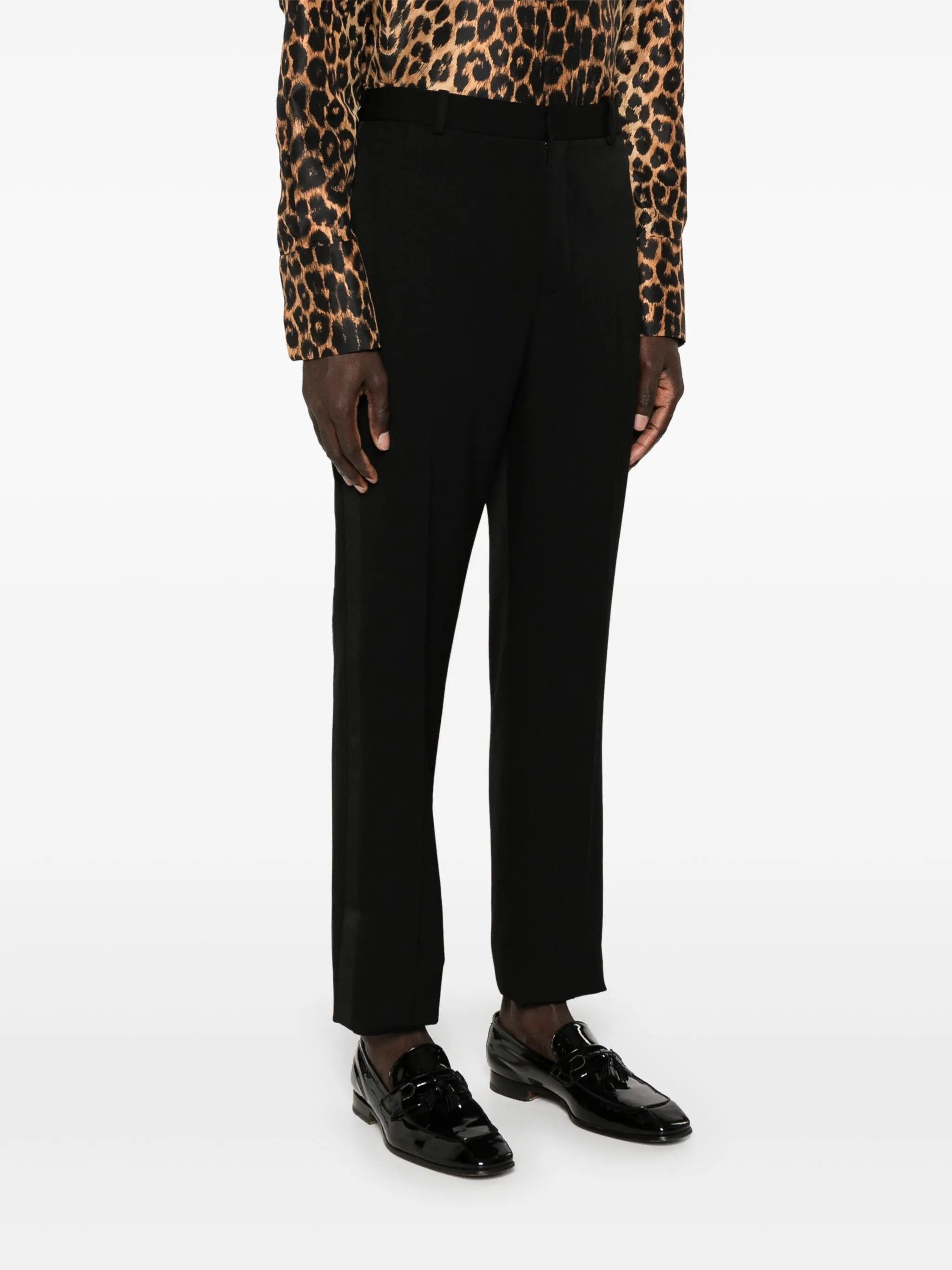 Saint Laurent Paris Saint Laurent Relaxed Fit Tuxedo Trousers - Black Wool Size US 32 / EU 48 - 1 Thumbnail