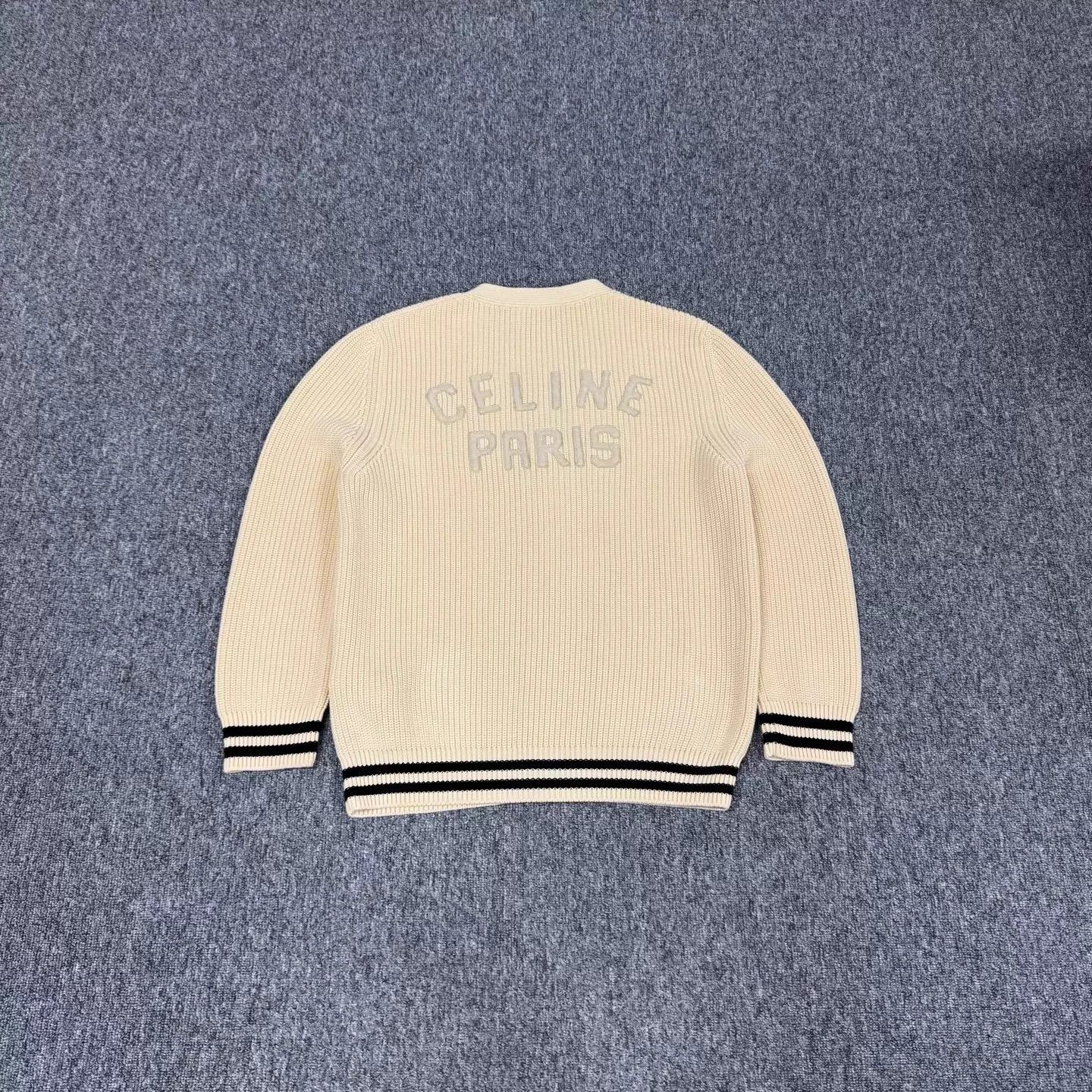 Celine Celine Off-White Color-Blocked Logo Knit Cardigan M 99N Size US M / EU 48-50 / 2 - 1 Thumbnail