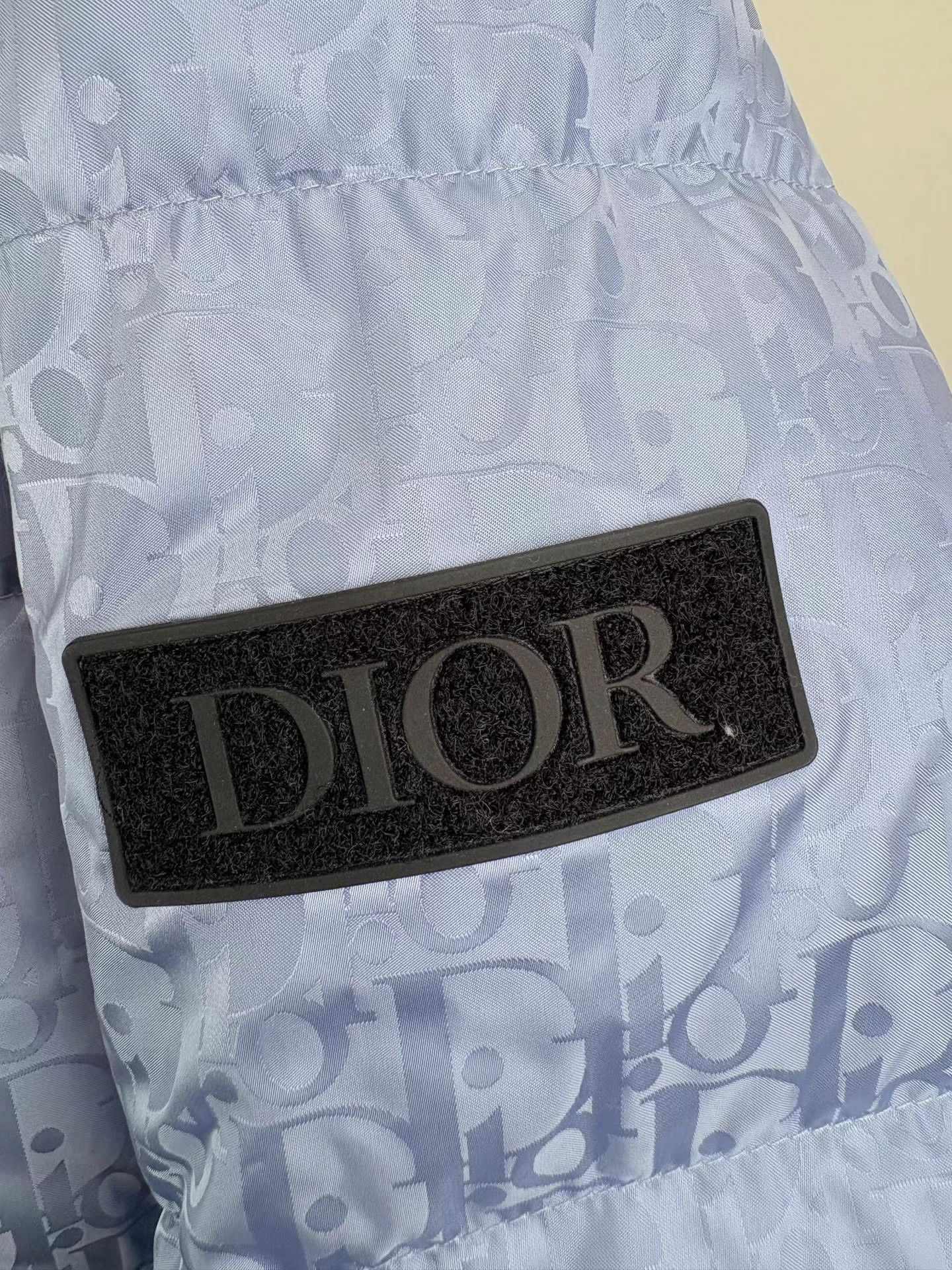 Dior DIOR New Blue Oblique All-Over Logo Lapel Down Jacket Size US XL / EU 56 / 4 - 3 Thumbnail