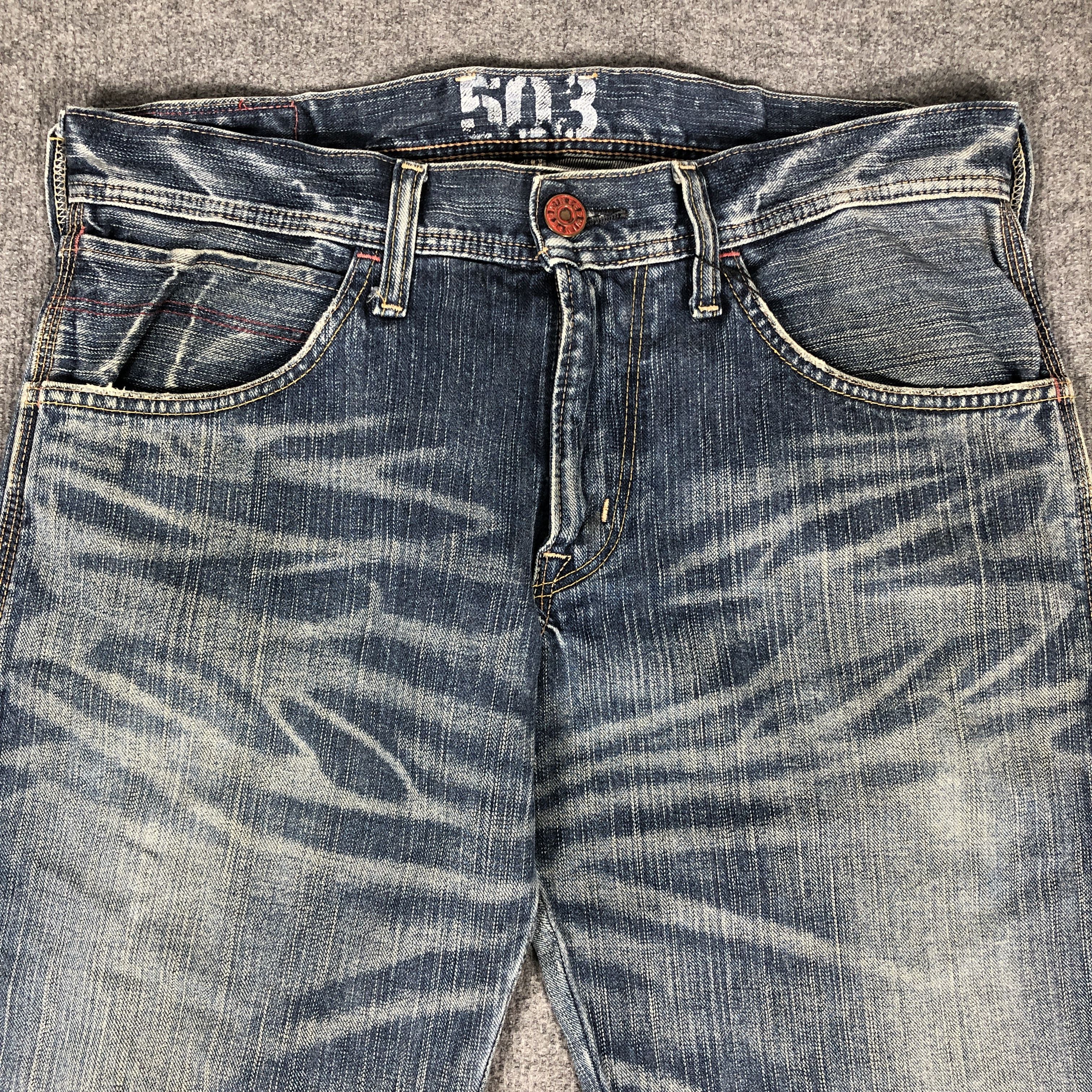 Edwin × Vintage Vintage Edwin 503 Blue Trip Short Jeans L1199 Size US 34 / EU 50 - 2 Thumbnail