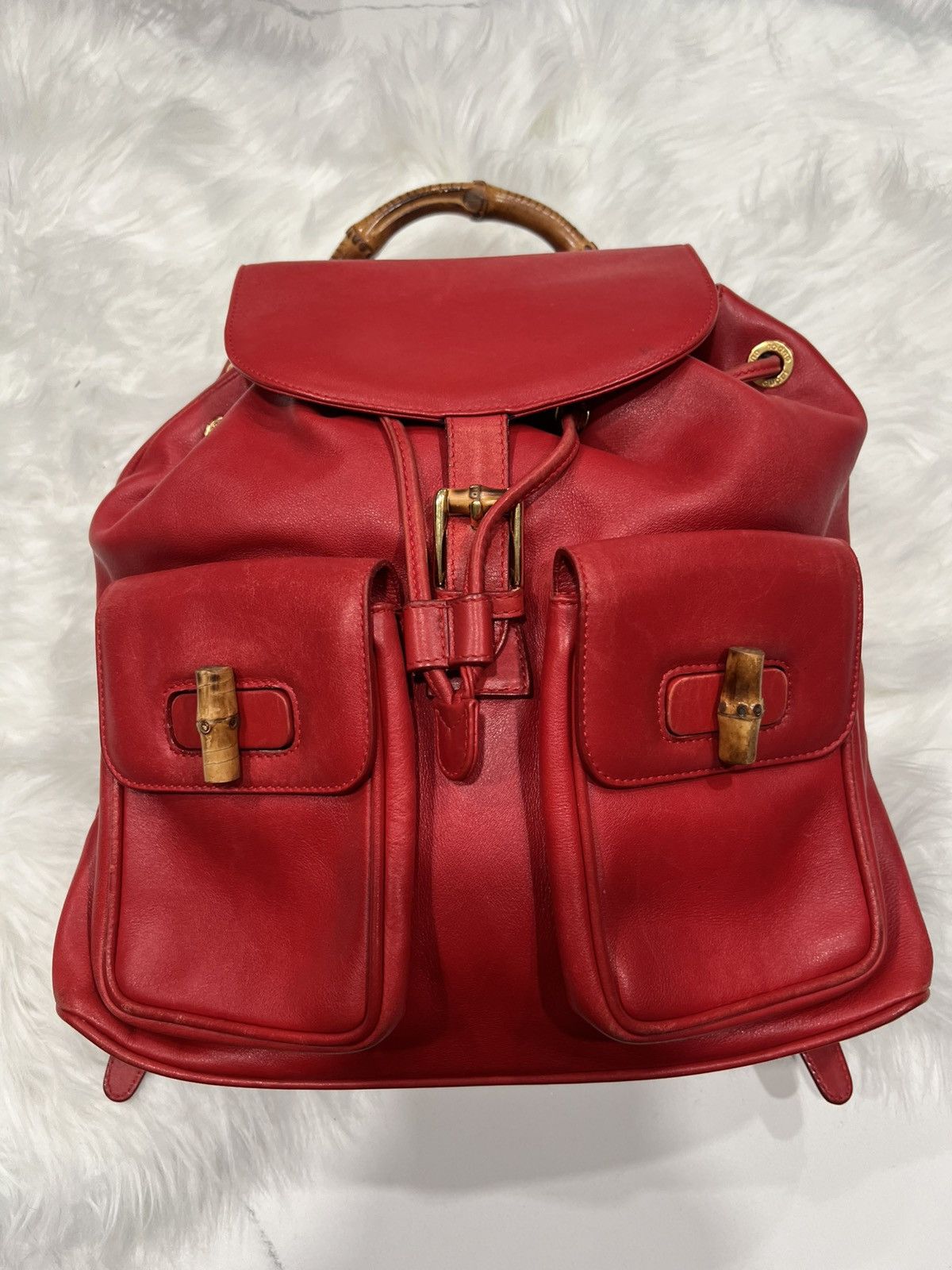 Gucci Vintage Gucci Red Bamboo Backpack – Y2K Tom Ford Era Size ONE SIZE - 15 Thumbnail