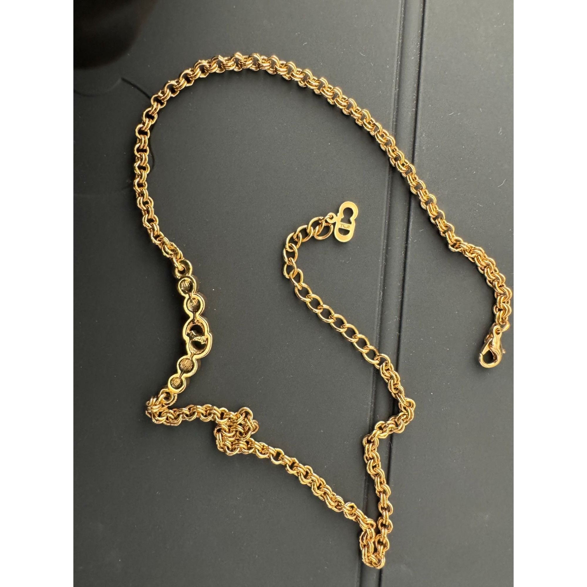 Dior Christian Dior Vintage CD Crystal Gold Plated Logo Necklace Size ONE SIZE - 5 Thumbnail
