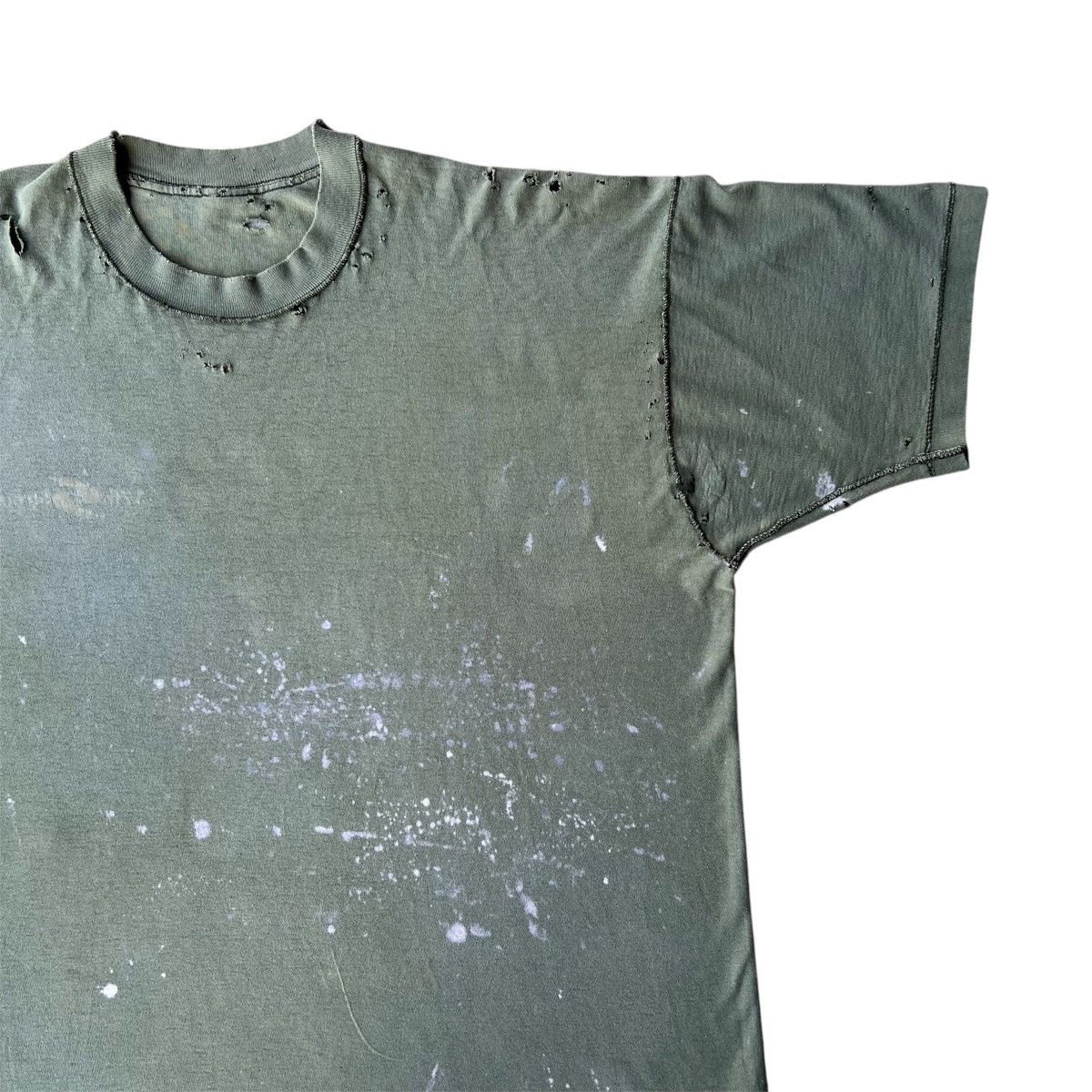 Vintage Vintage Faded Thrashed Olive Green Inside Out T-Shirt Size US XXL / EU 58 / 5 - 2 Thumbnail