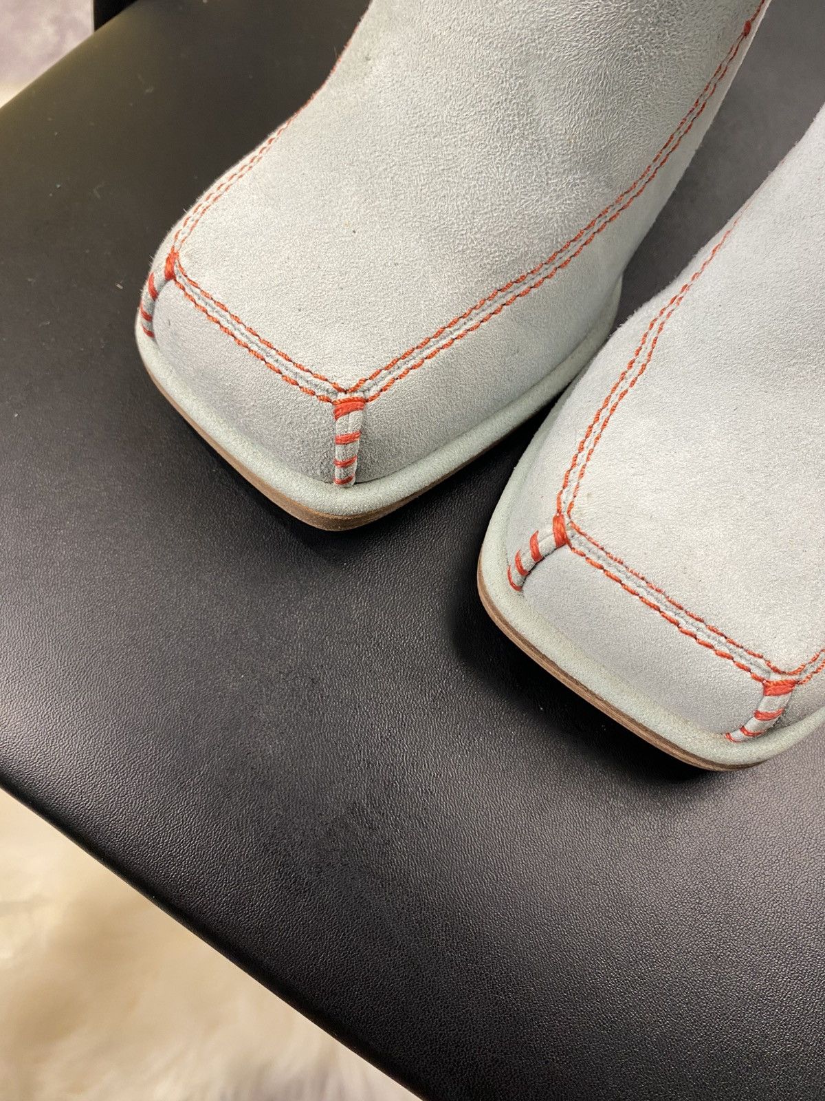 Eckhaus Latta Ugg x Eckhaus Latta Mint and Orange Fur Open Toe Heel Mules Size US 7 / IT 37 - 5 Thumbnail