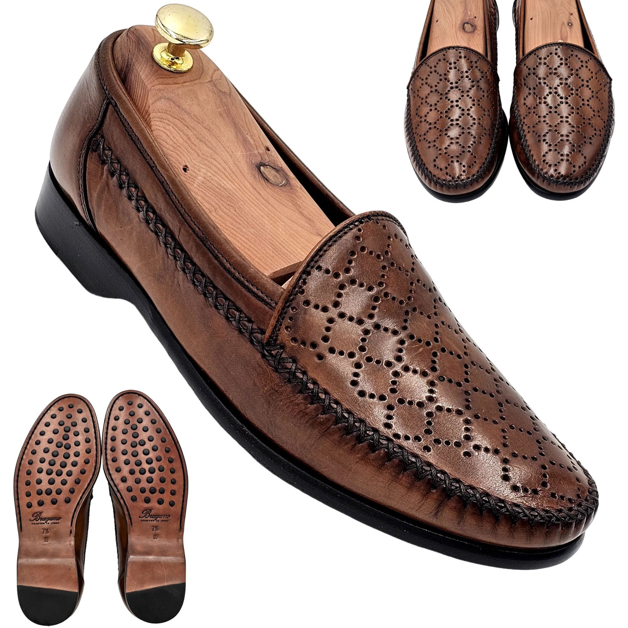 Bragano × Cole Haan NEW Vintage Bragano Cole Haan Men's 7.5M Brown Leather Dress Size US 7.5 / EU 40-41 - 16 Thumbnail