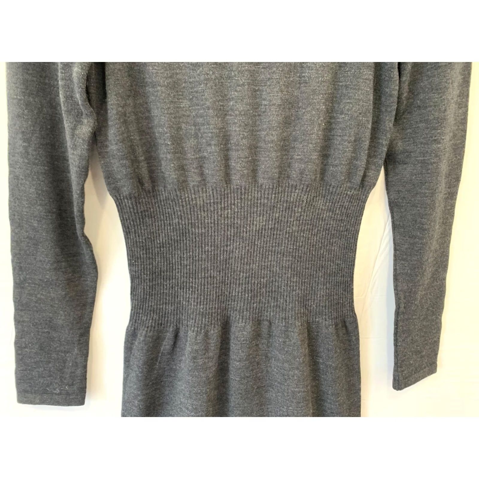 Wolford VINTAGE Wolford Merino Wool Blend Dress S Charcoal Gray Turtleneck Ribbed Knit Midi #221 Size S / US 4 / IT 40 - 5 Thumbnail