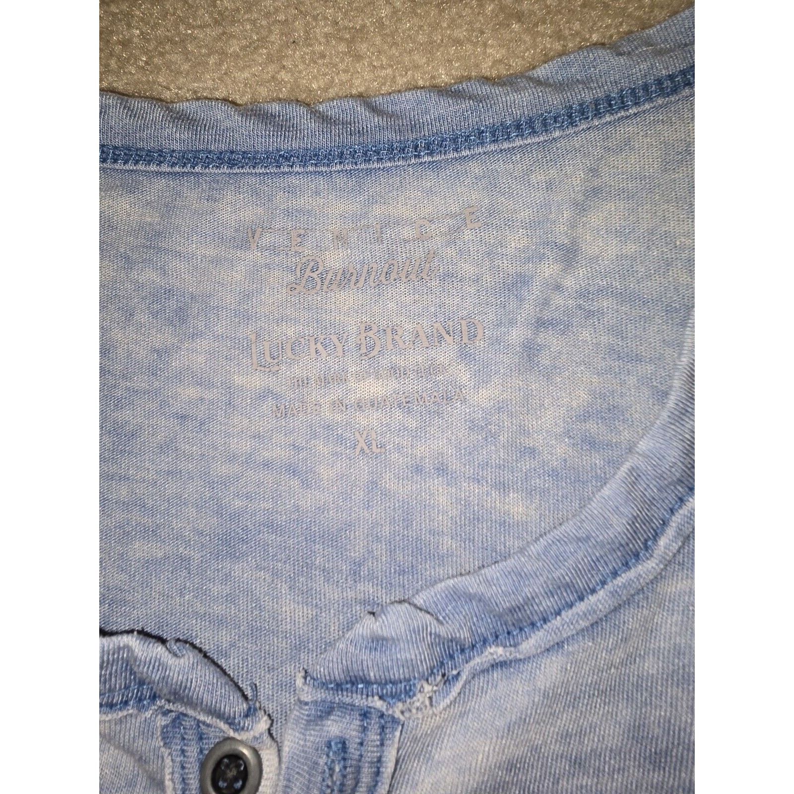 Lucky Brand Lucky Brand Venice Burnout Henley Shirt Mens XL Light Blue Size US XL / EU 56 / 4 - 3 Thumbnail