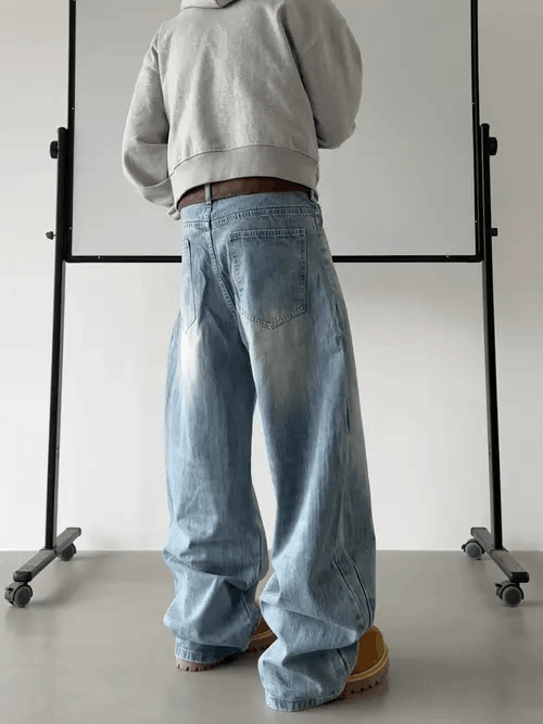 VIBE Embroidered Wide Leg Baggy Jeans Size US 32 / EU 48 - 5 Thumbnail