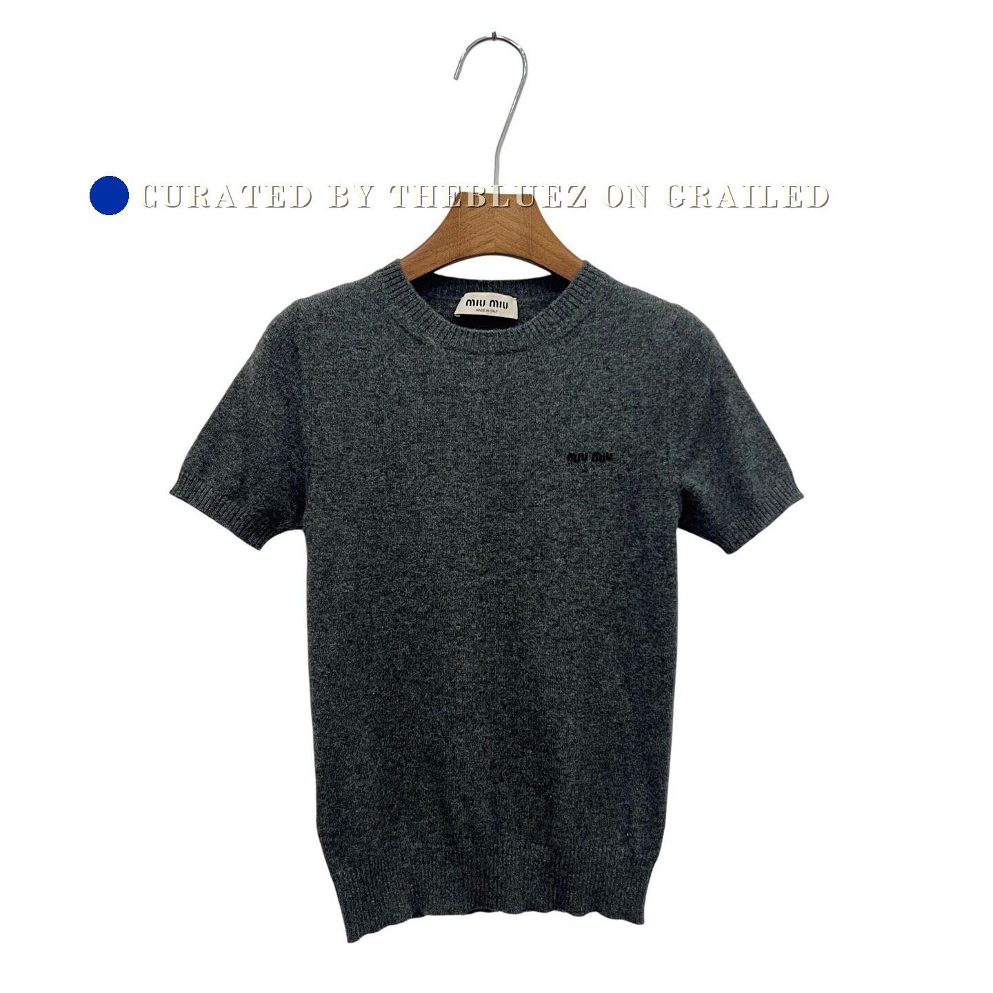 Miu Miu Miumiu Gray Cashmere Short Sleeve Knit Size S / US 4 / IT 40 - 1 Thumbnail