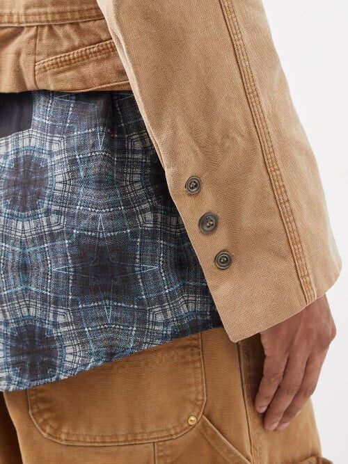 Greg Lauren o1mle0125 Work Canvas Cropped Jacket in Tan Size US L / EU 52-54 / 3 - 3 Thumbnail