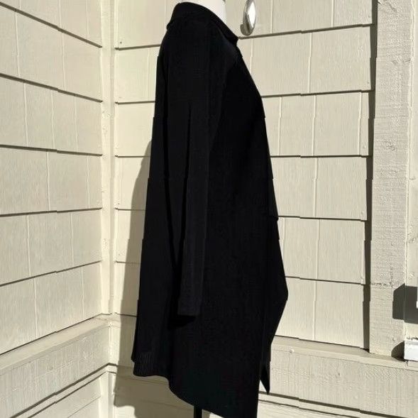 Vintage Misook Jacket Women S Black Waterfall Drape Open Front 100% Acrylic Ribbed Back Open Size S / US 4 / IT 40 - 6 Thumbnail