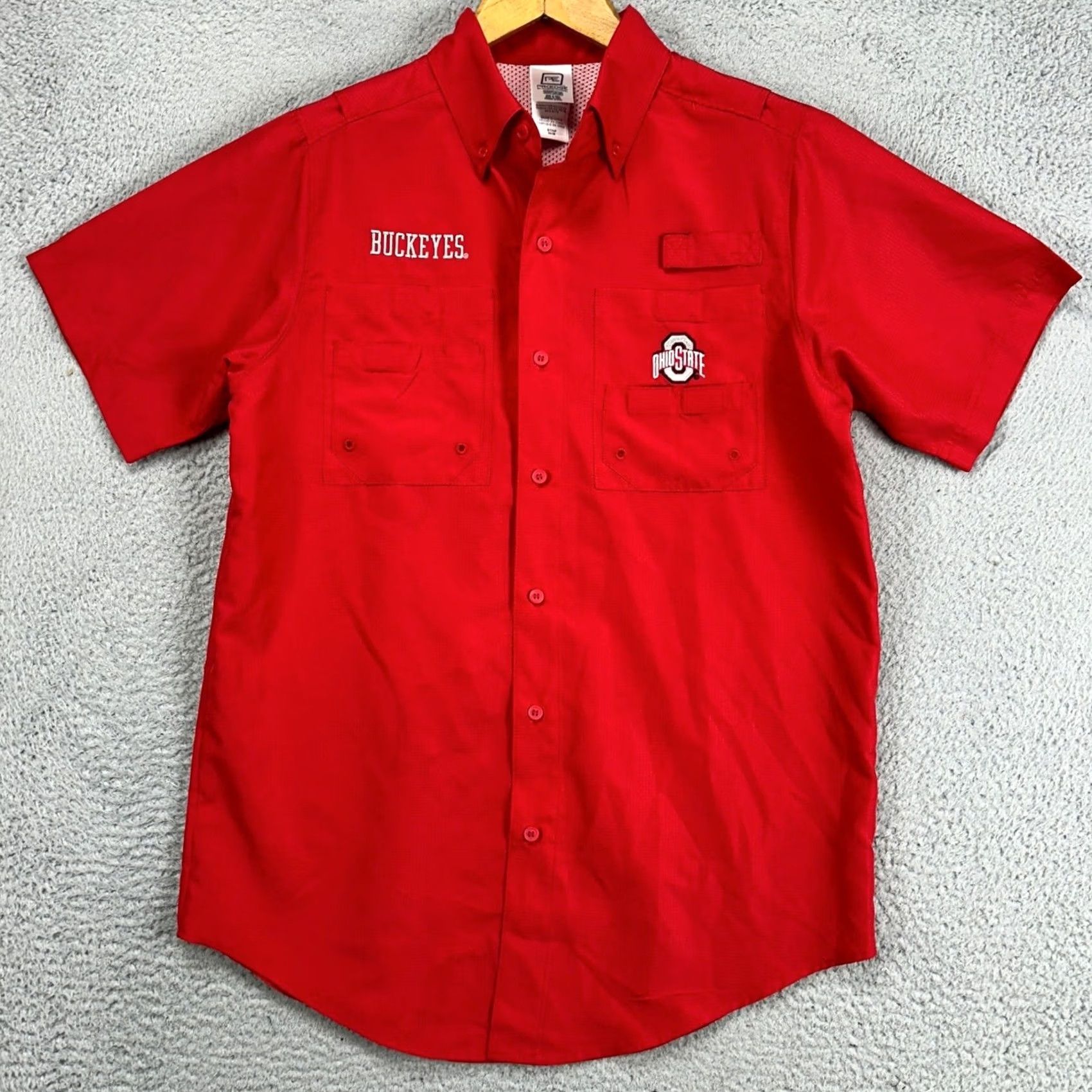 Vintage VINTAGE? No. Ohio State Buckeyes Pro Edge Button Down Shirt Mens Small Red Short Sleeve Size US S / EU 44-46 / 1 - 2 Thumbnail