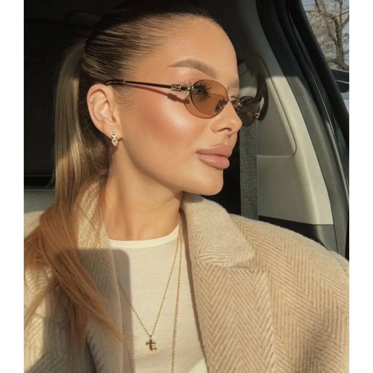 Miu Miu NEW Miu Miu MU A54S Rimless Sunglasses in Gold Yellow $578 Size ONE SIZE - 1 Thumbnail