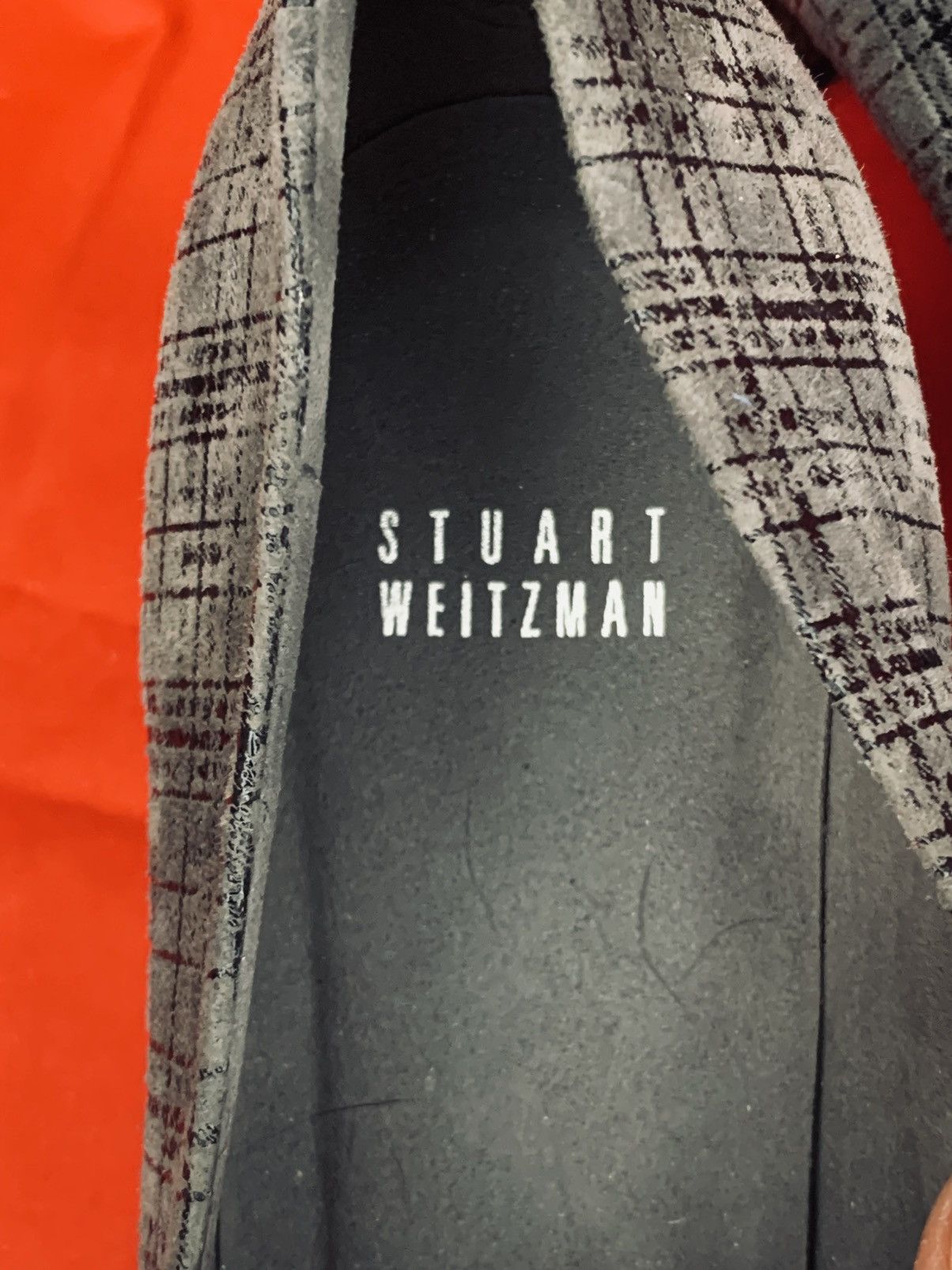 Stuart Weitzman NEW Stuart Weitzman Grey/Black Plaid Suede Block Pump Heels Size US 11 / IT 41 - 3 Thumbnail