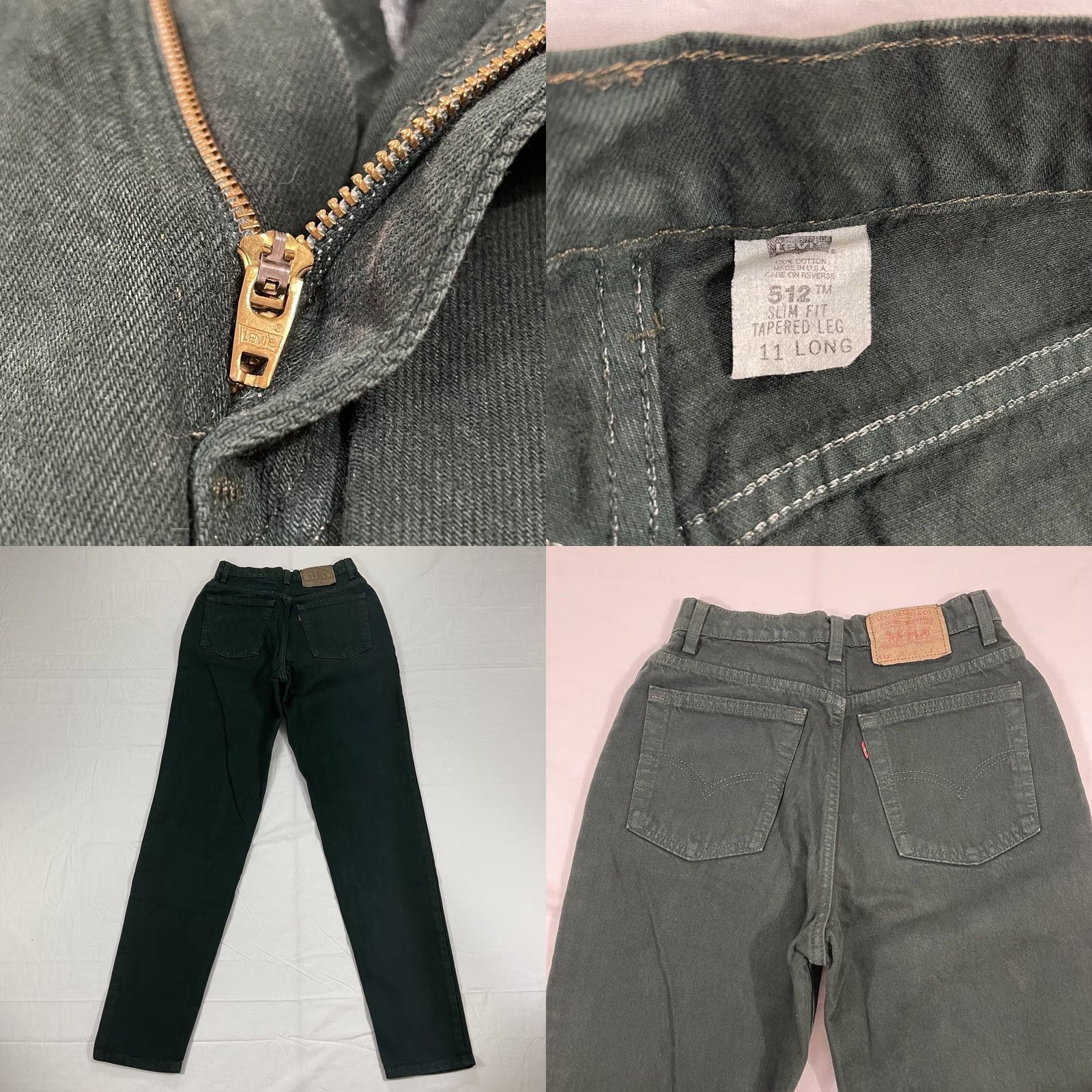 Levi's VINTAGE Levi's Jeans 512 Slim 90s Women Green 11 LONG Denim Cotton High Rise Regular Fit Tapered 100% Cotton 90s Theme Womens Size 32" / US 10 / IT 46 - 8 Thumbnail