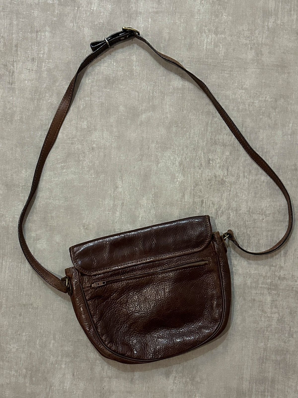 Vintage Vintage Leather Messenger Distressed Brown Handmade Bag Size ONE SIZE - 7 Thumbnail