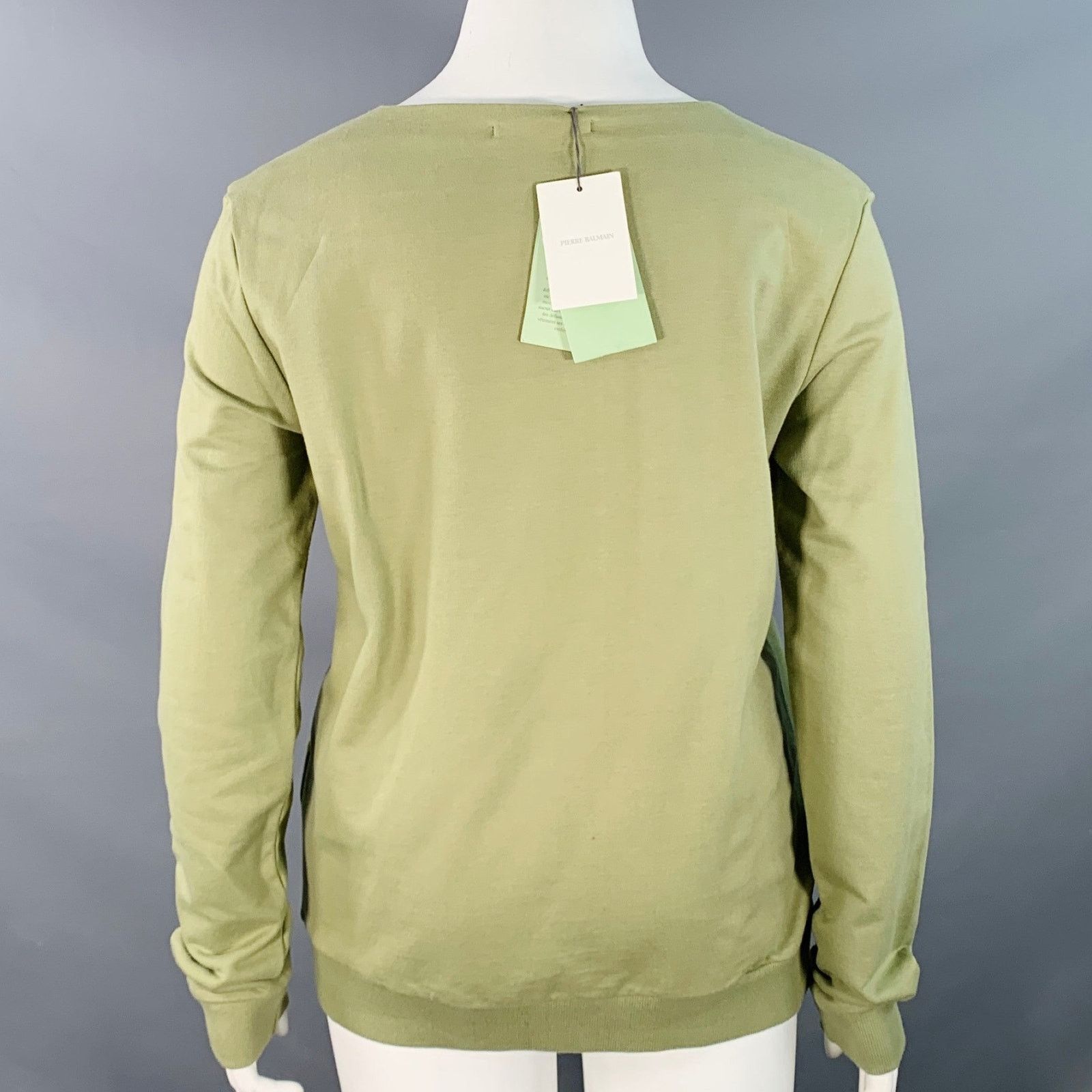 Balmain BALMAIN Green Sage Cotton Jersey Logo Crew Neck Pullover Size M / US 6-8 / IT 42-44 - 5 Thumbnail