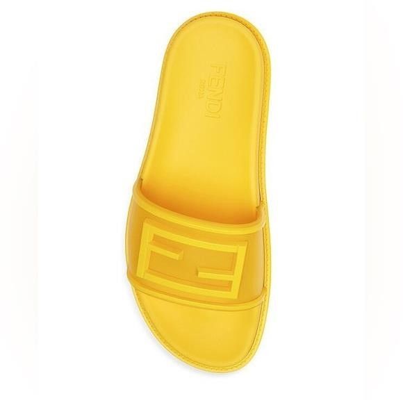 Fendi NEW - FENDI Logo-Embossed Baguette Rubber Slide Sandals - Ye Size US 7.5 / EU 40-41 - 7 Thumbnail