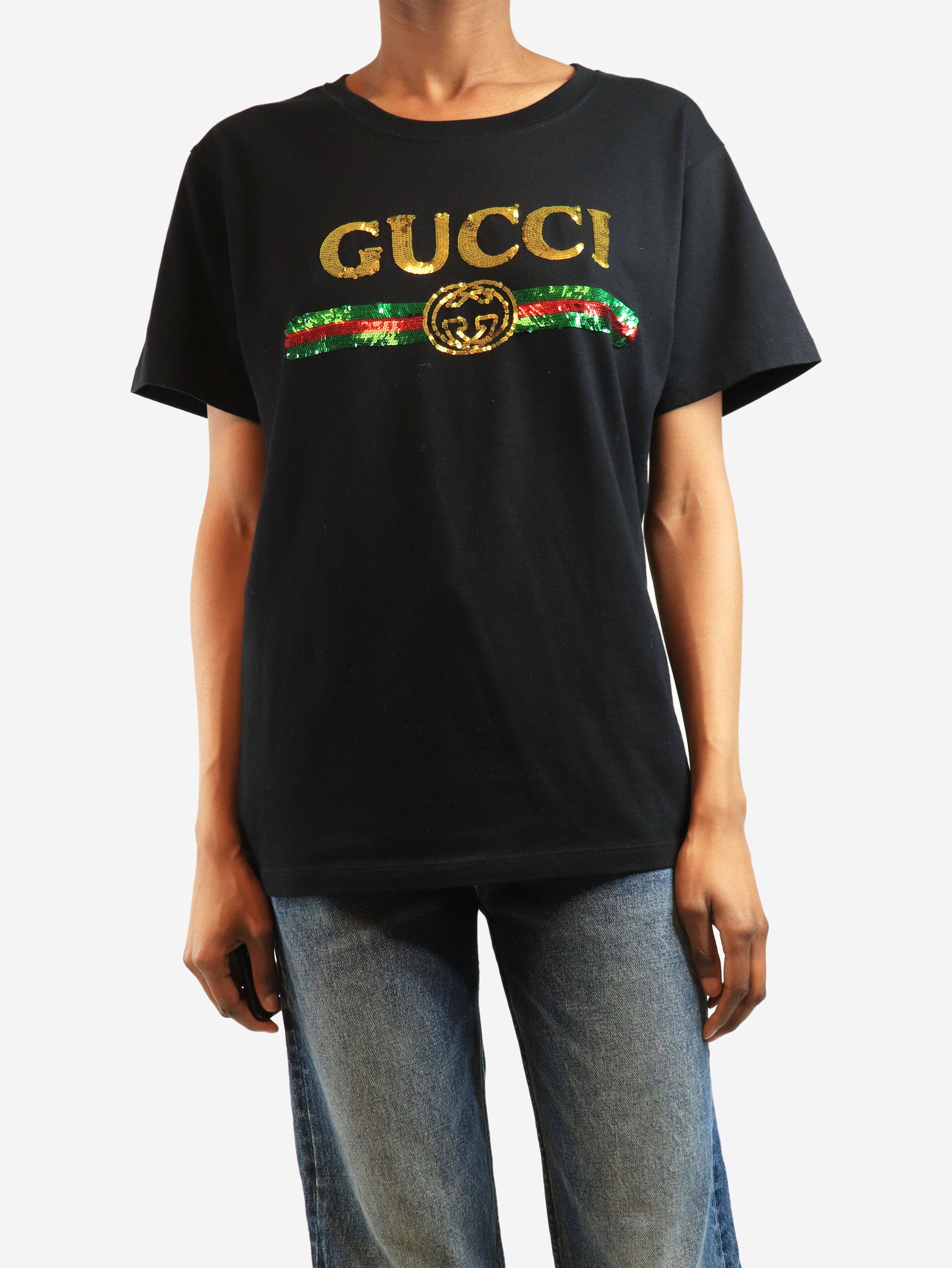 Gucci Black sequin logo t-shirt - XS Size XS / US 0-2 / IT 36-38 - 1 Thumbnail