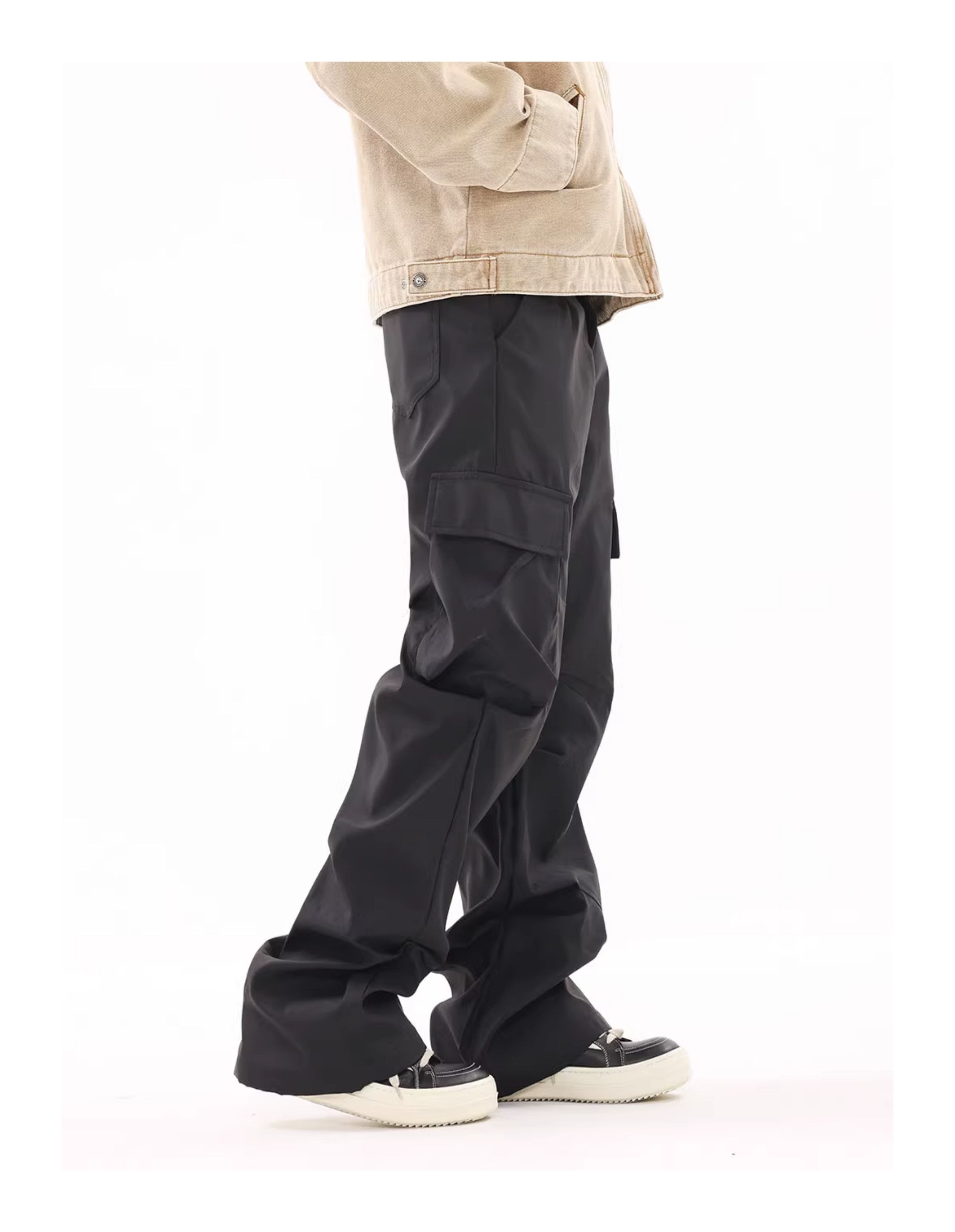 skate hiphop baggy stack pleated cargo pants