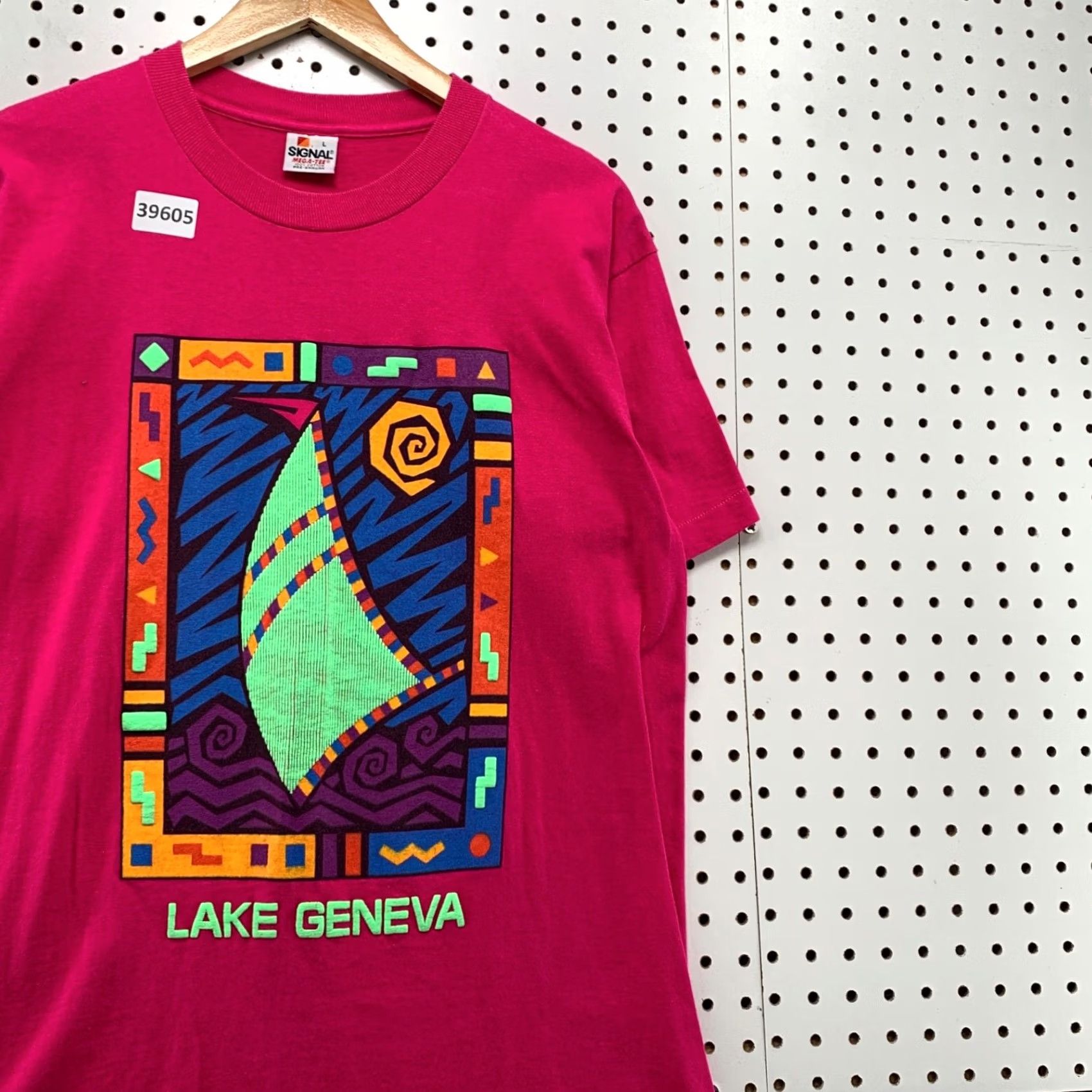 Vintage VINTAGE Lake Geneva Sail Shirt Mens L Pink 90s USA Single Stitch Graphic Print Crew Neck Short Sleeve Shirt Mens Size US L / EU 52-54 / 3 - 5 Thumbnail