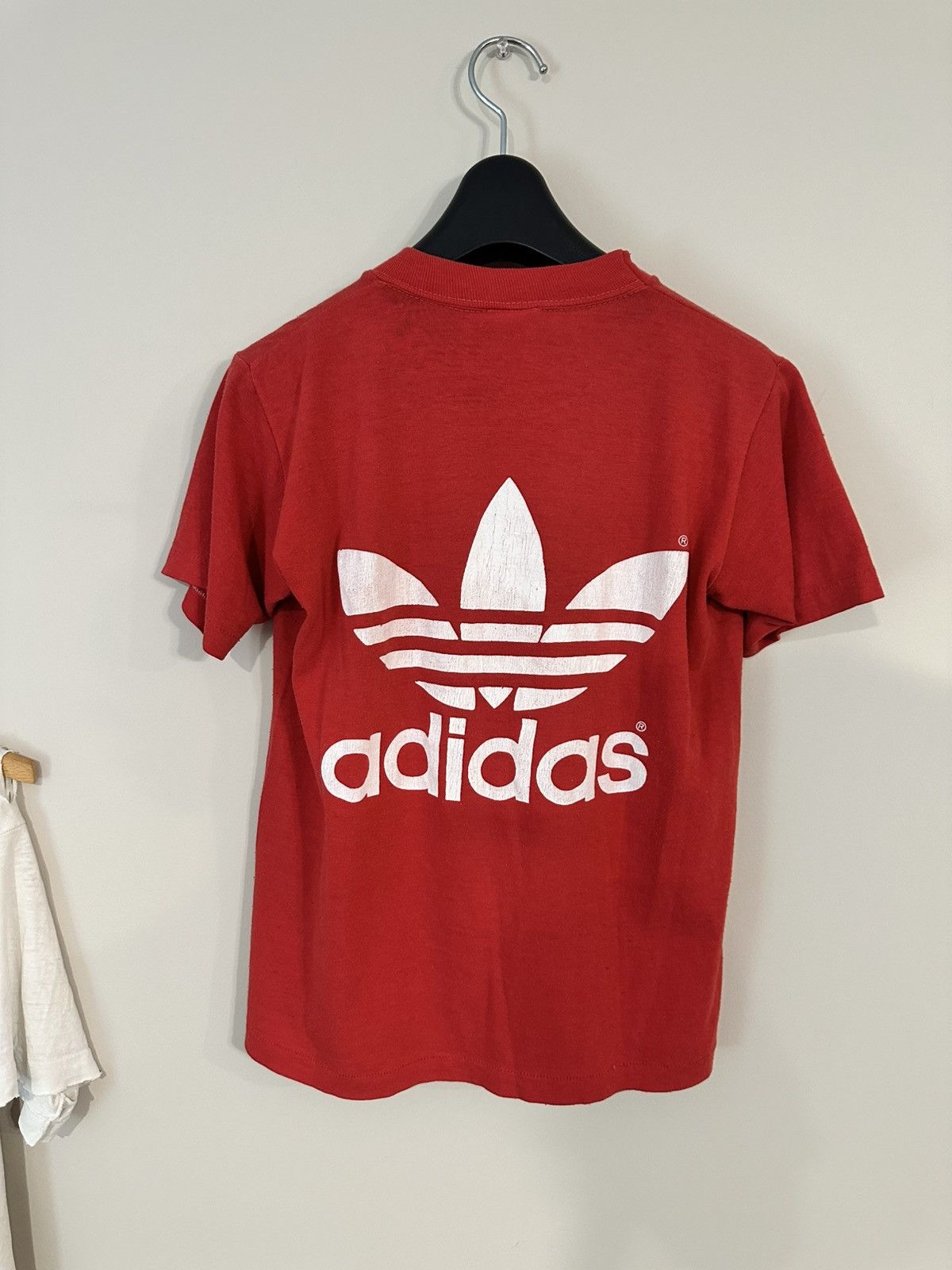 Adidas Vintage 80s Adidas Two-Sided Trefoil Tee Size US S / EU 44-46 / 1 - 3 Thumbnail