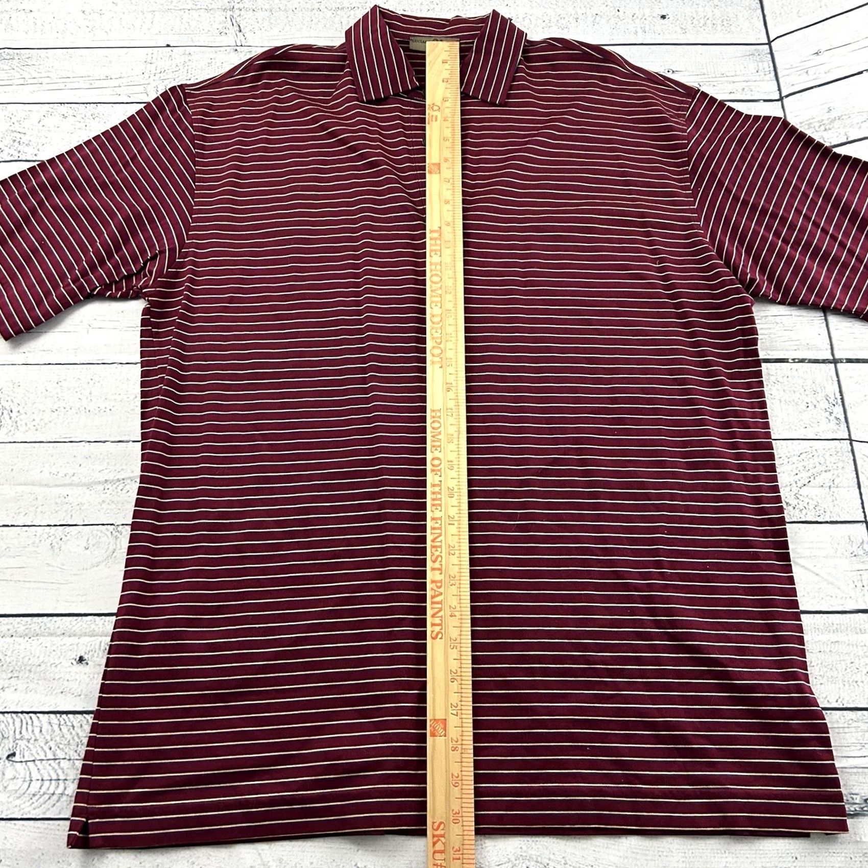 Vintage Luciano Barbera Short Sleeve Striped Polo Shirt Men's XL Maroon Red Shirt Mens XL Striped Polo Luciano Barbera Size US XL / EU 56 / 4 - 3 Thumbnail
