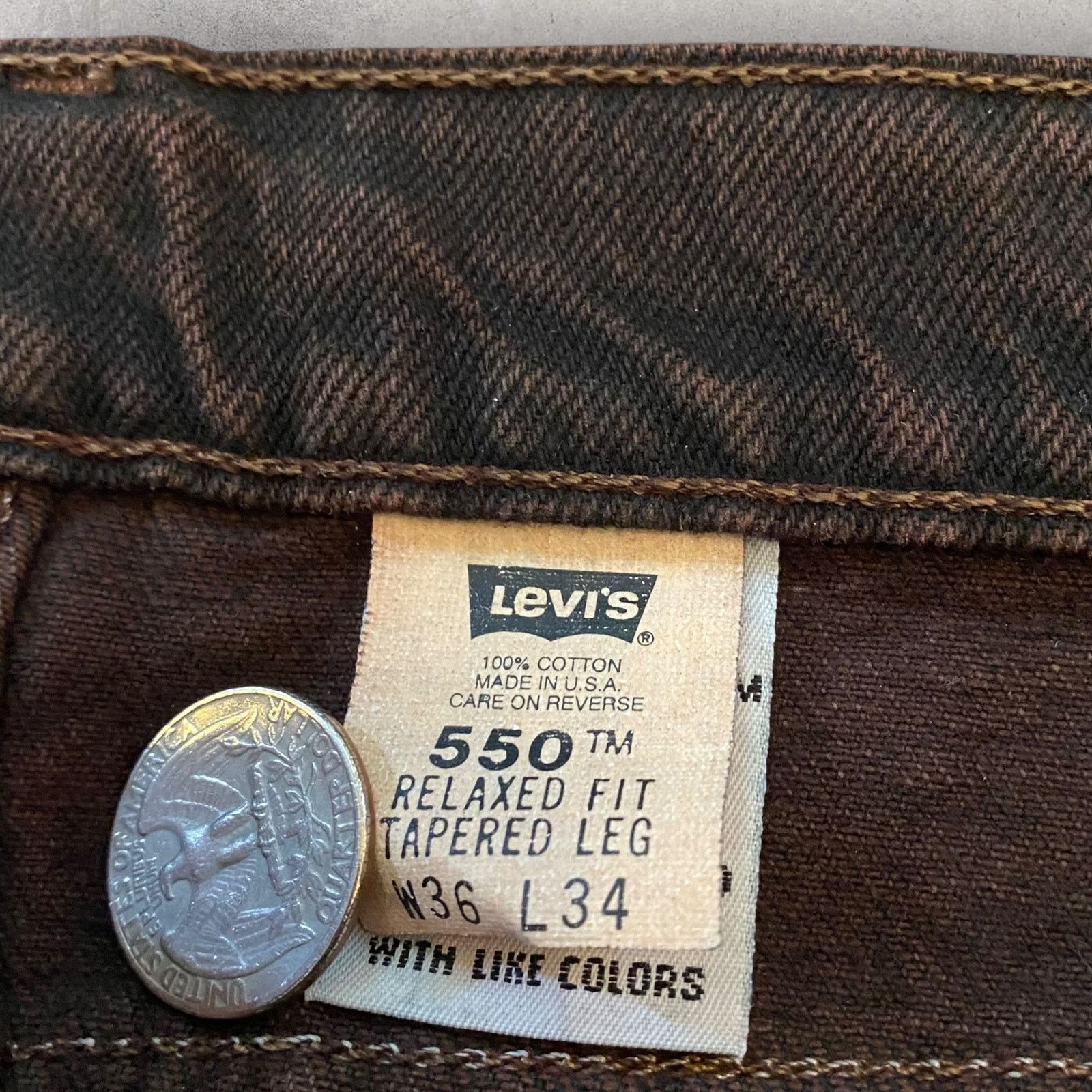 Levi's × Vintage Vintage 90s Levi's 550 Brown Earth Tone Denim Relaxed Jeans Size US 34 / EU 50 - 2 Thumbnail