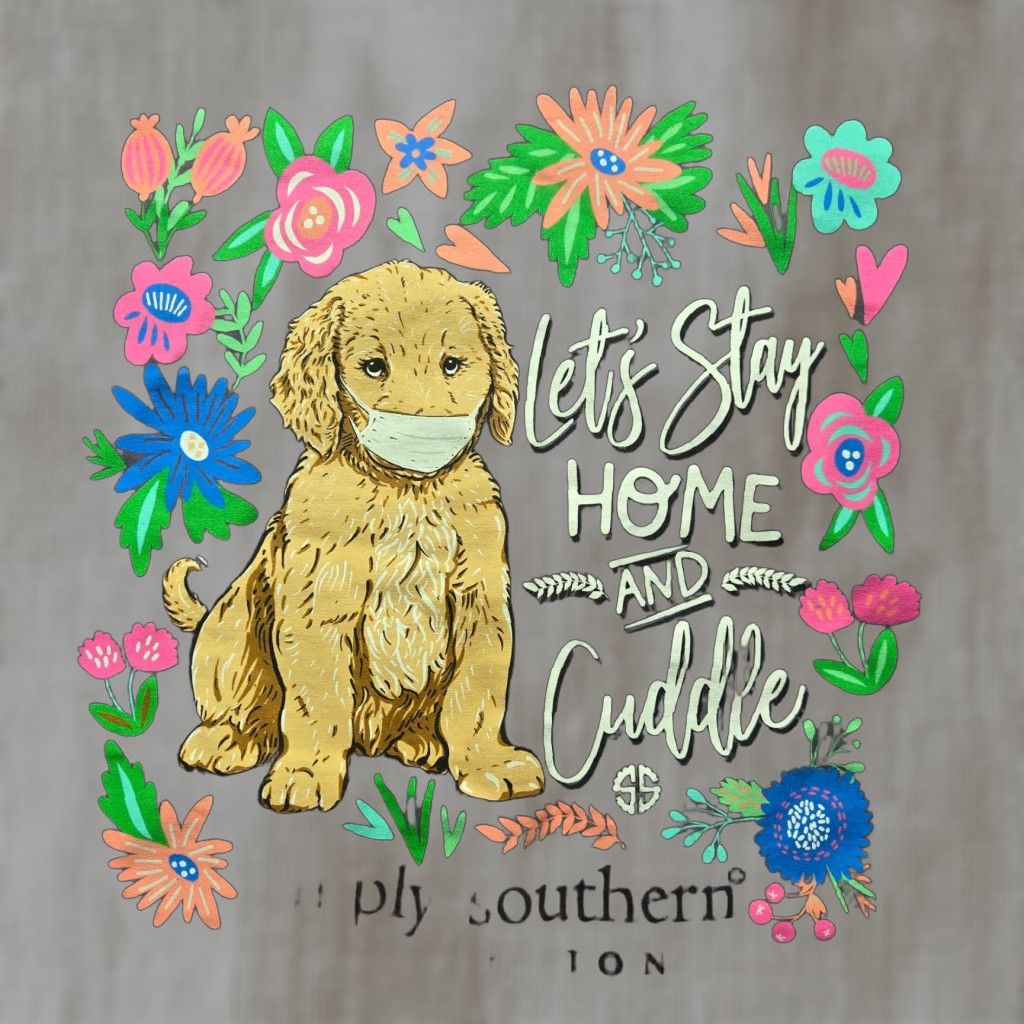 Vintage Simply Southern Women's XL Tee T-Shirt Purple "Let's Stay Home and Cuddle" Short Sleeve Crew Neck Casual Python Pink 2020s Size XL / US 12-14 / IT 48-50 - 1 Thumbnail
