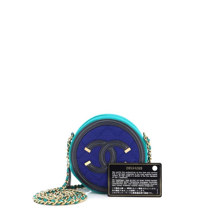 Chanel Filigree Round Clutch with Chain Quilted Jersey Mini Multicolor  22175319