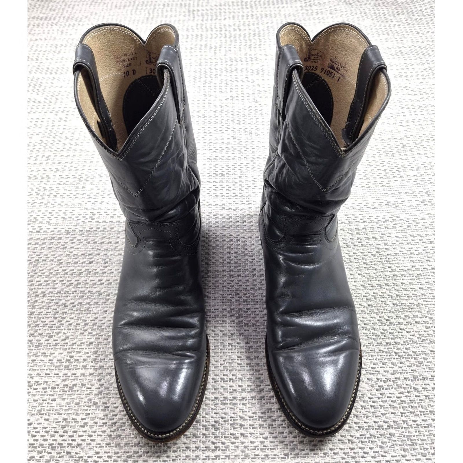 Justin Boots Justin Boots Mens Boot Western Round Toe 3025 Gray Leather Mid-Calf D Size 10 Boss Size US 10 / EU 43 - 4 Thumbnail