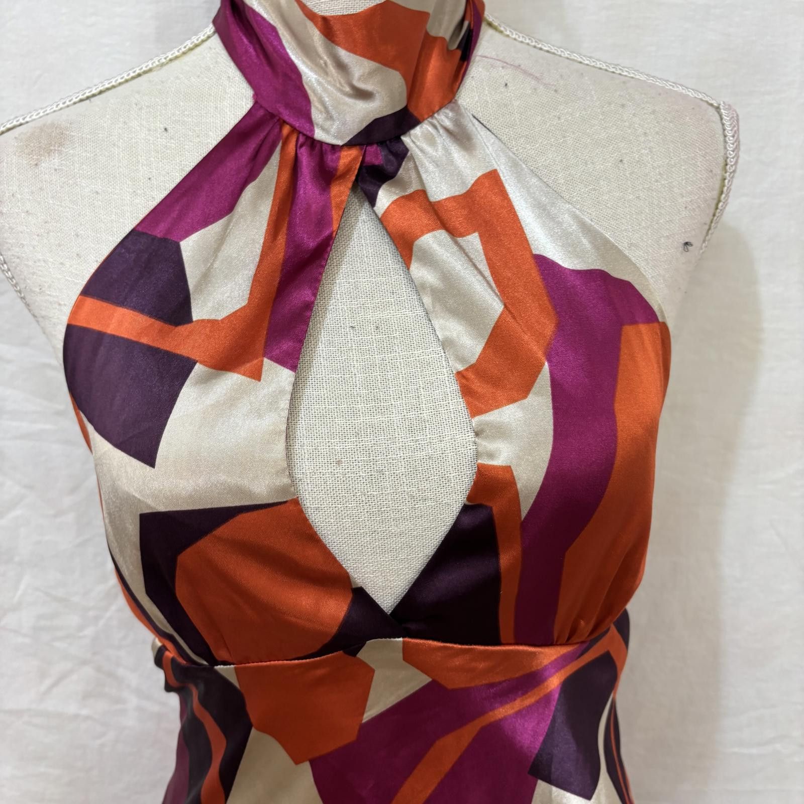 Better With Age Y2K Satin geometric keyhole halter mini dress sz medium Size M / US 6-8 / IT 42-44 - 4 Thumbnail