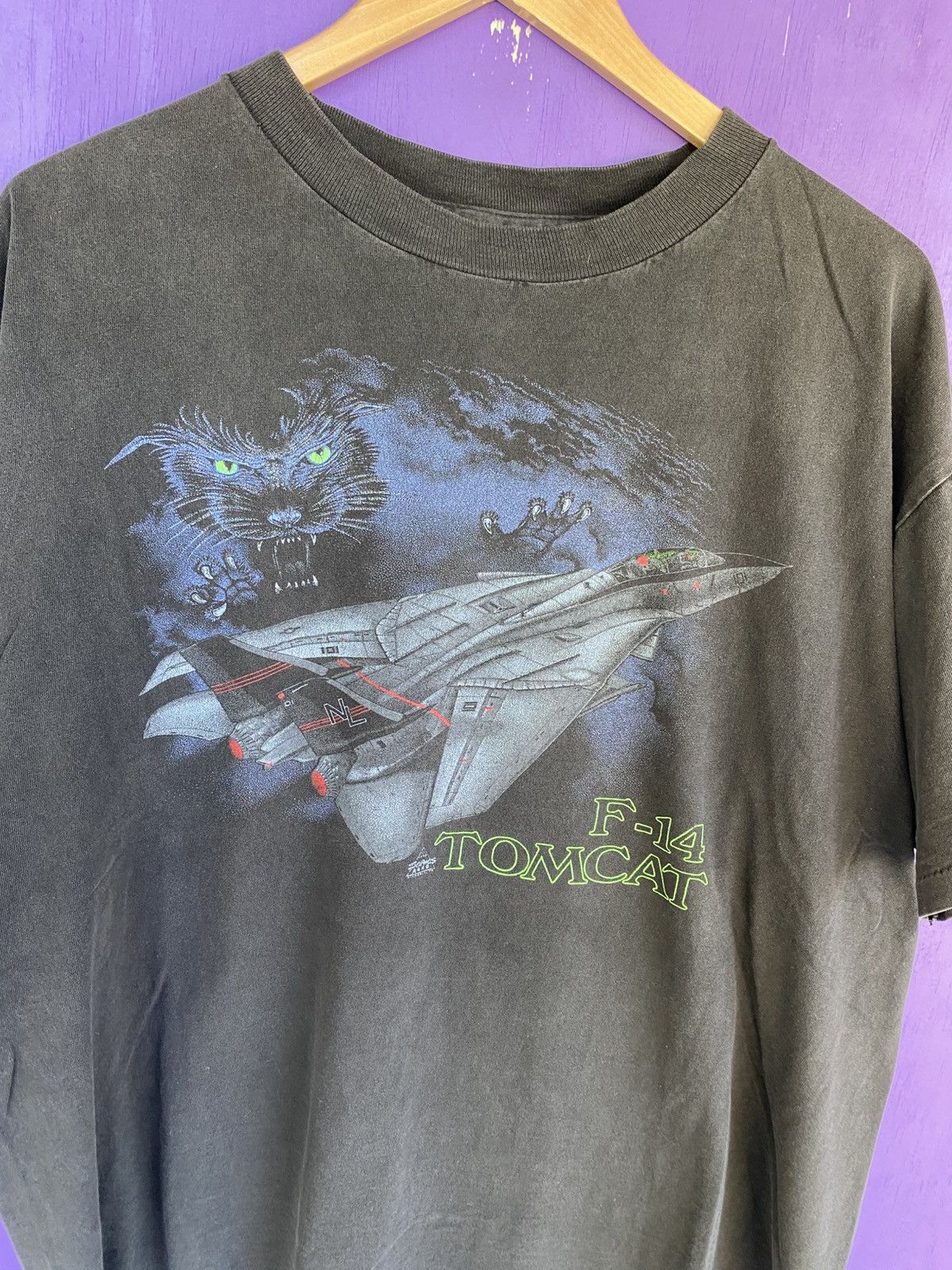 Other Vintage 90s F-14 Tomcat military faded plane t-shirt Size US XL / EU 56 / 4 - 3 Thumbnail