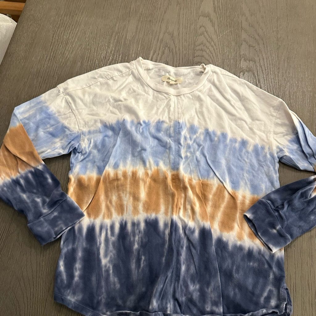 Madewell Cream Brown Blue Tie-Dye Newville Tee Size S / US 4 / IT 40 - 5 Thumbnail