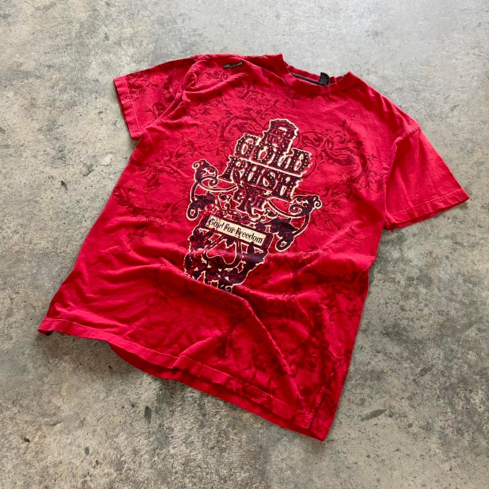 Affliction × Akademiks × Vintage Vintage Y2K Affliction Style All Over Print Studded T-shirt Size US XL / EU 56 / 4 - 1 Thumbnail