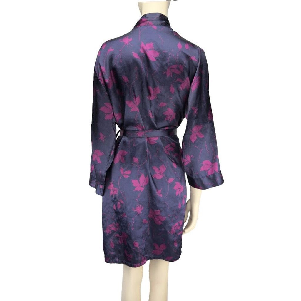 Charles Jeffrey LOVERBOY LVER Satin Purple and Pink Floral Kimono Bathrobe Robe sz S Size ONE SIZE - 3 Thumbnail
