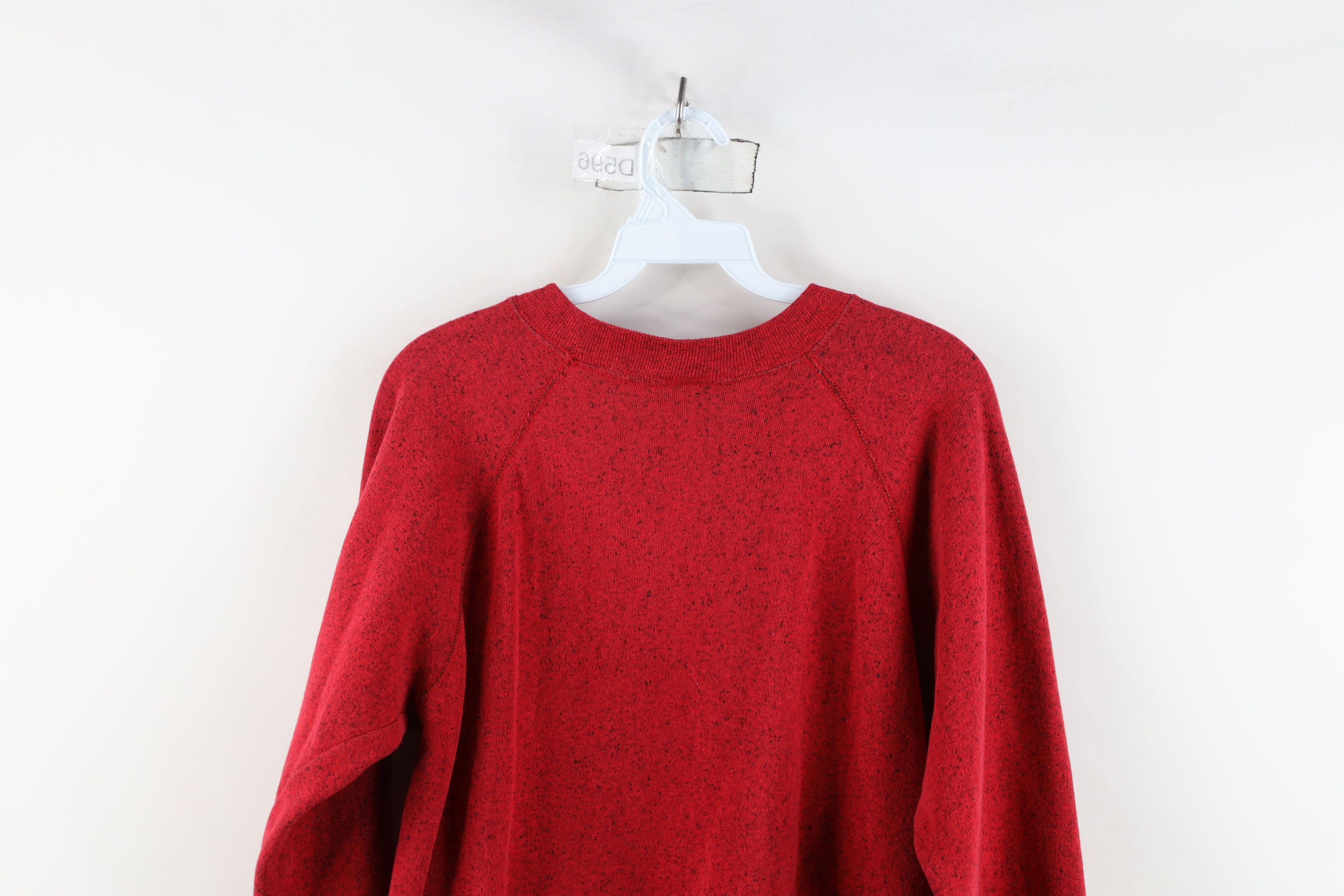 Vintage Vintage 90s Streetwear Speckled Raglan Sweatshirt Red USA Size XL / US 12-14 / IT 48-50 - 9 Thumbnail