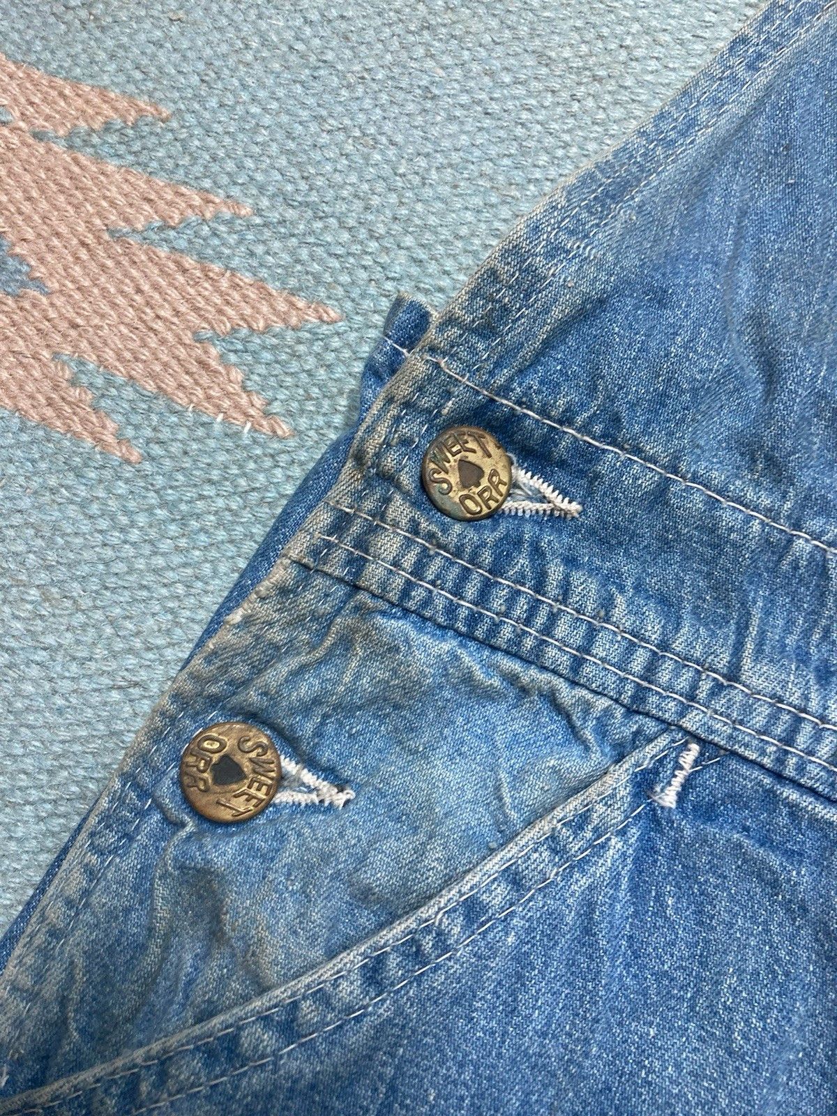 Vintage 60s sweet Orr denim overalls ace of spades faded farm 33x32 Size US 33 - 6 Thumbnail