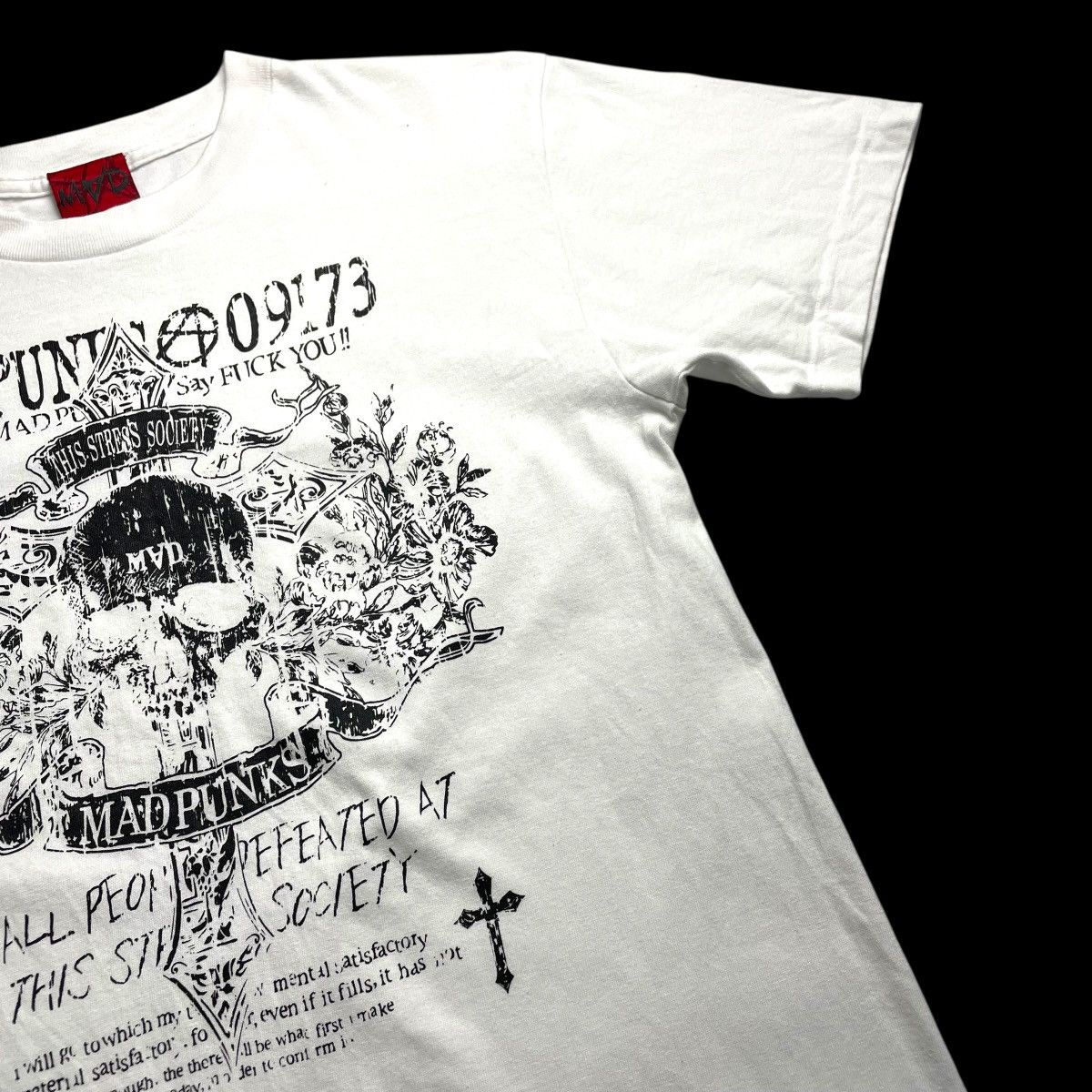 If Six Was Nine × Le Grande Bleu (L.G.B.) × Seditionaries 🇯🇵 MAD PUNK ACID JAZZ MEN SKULL CROSS WORDING TSHIRT Size US M / EU 48-50 / 2 - 5 Thumbnail